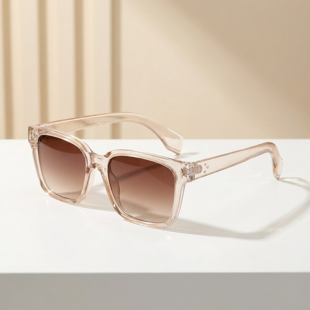 OG Champagne Royale | Luxury Crystal Champagne Square Sunglasses with Brown Gradient Lenses