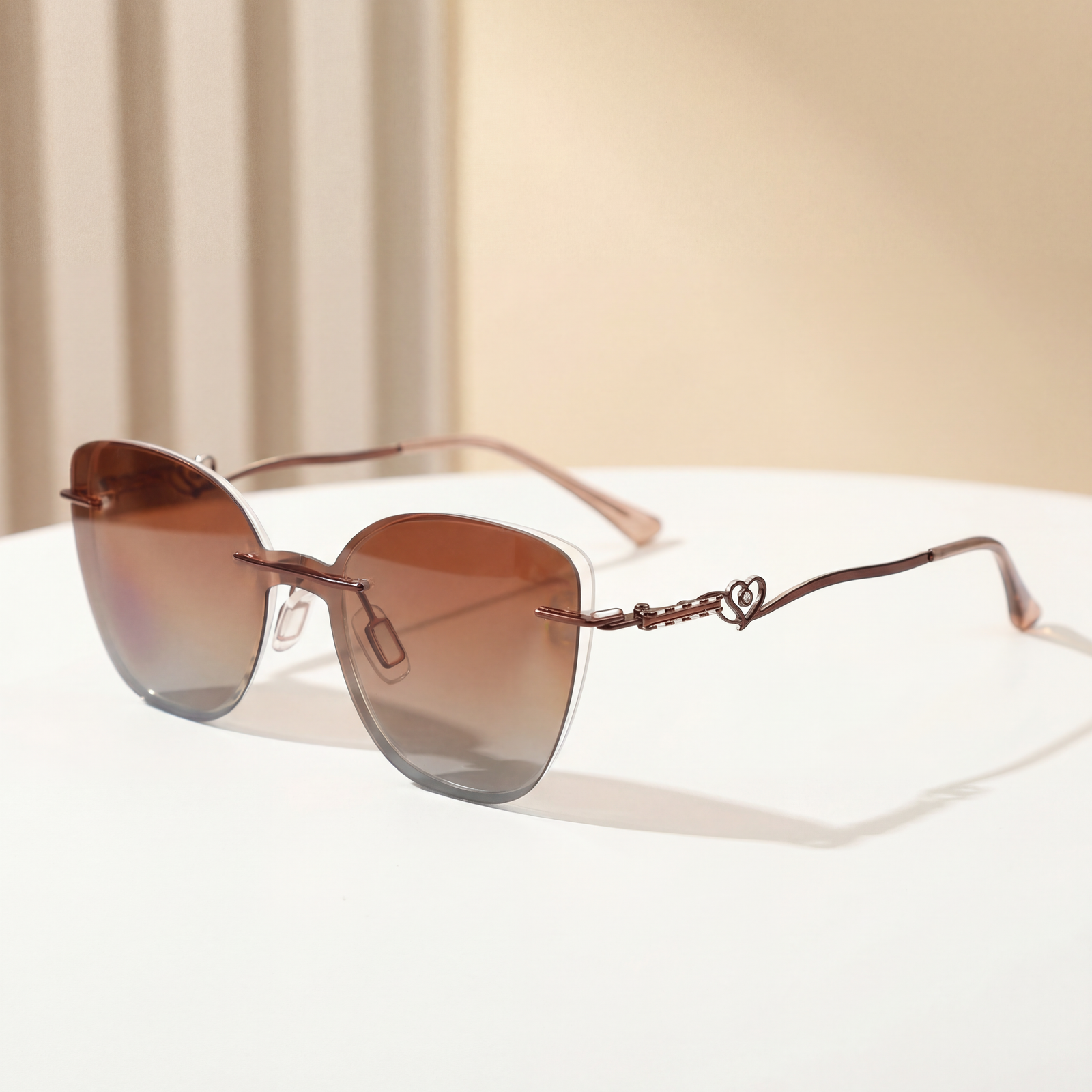 OG Copper Charm | Rimless Butterfly Sunglasses For Women