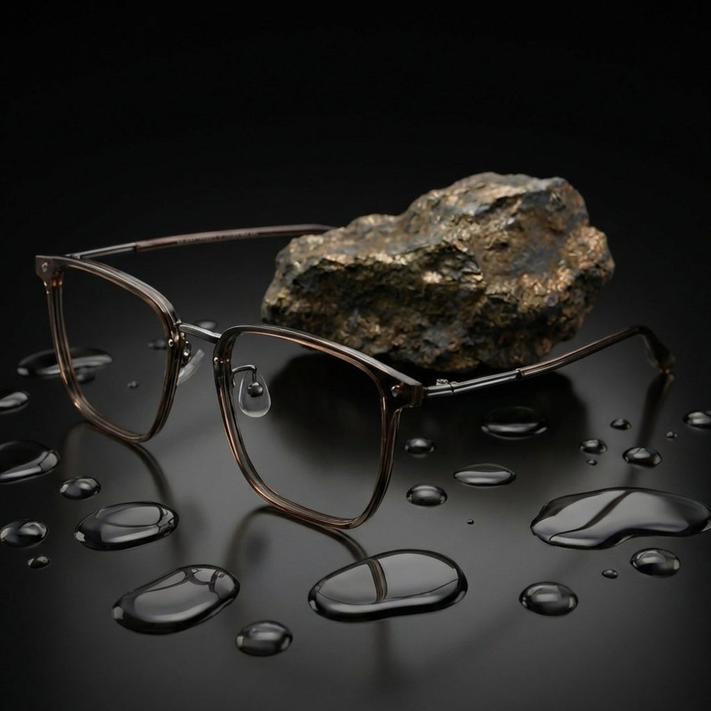 OG Copper Edge Full Rim Square Eyeglasses | Premium Lightweight Metal-Acetate Optical Frame for Men