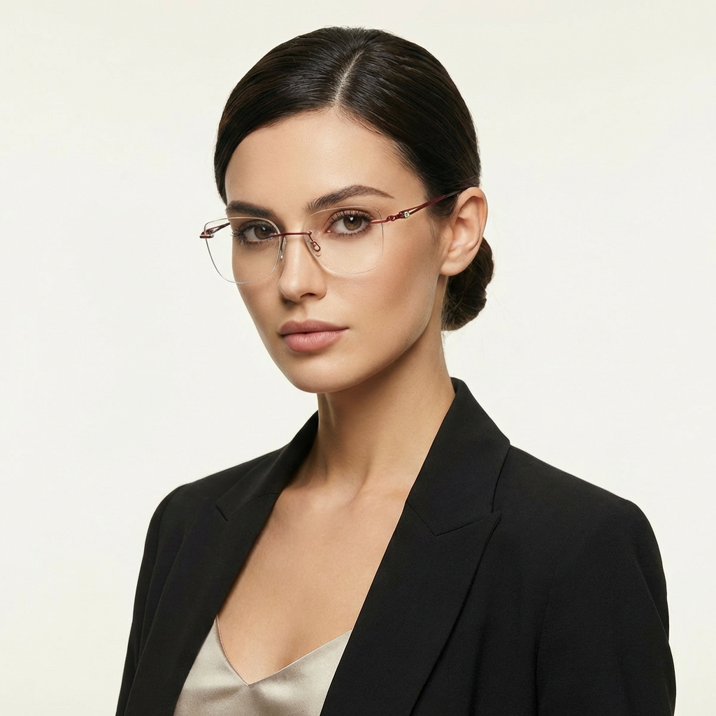 OG Crimson Edge | Rimless Square Sunglasses For Women