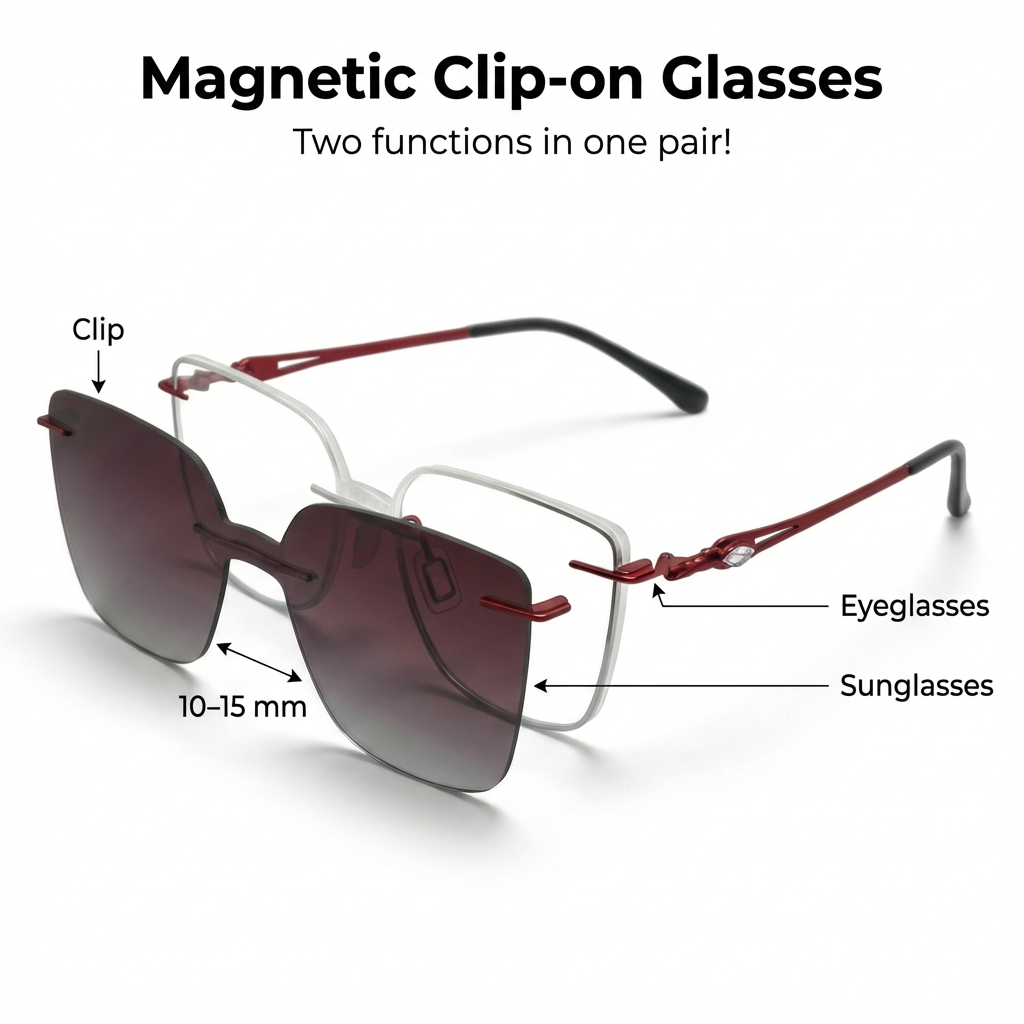 OG Crimson Edge | Rimless Square Sunglasses For Women