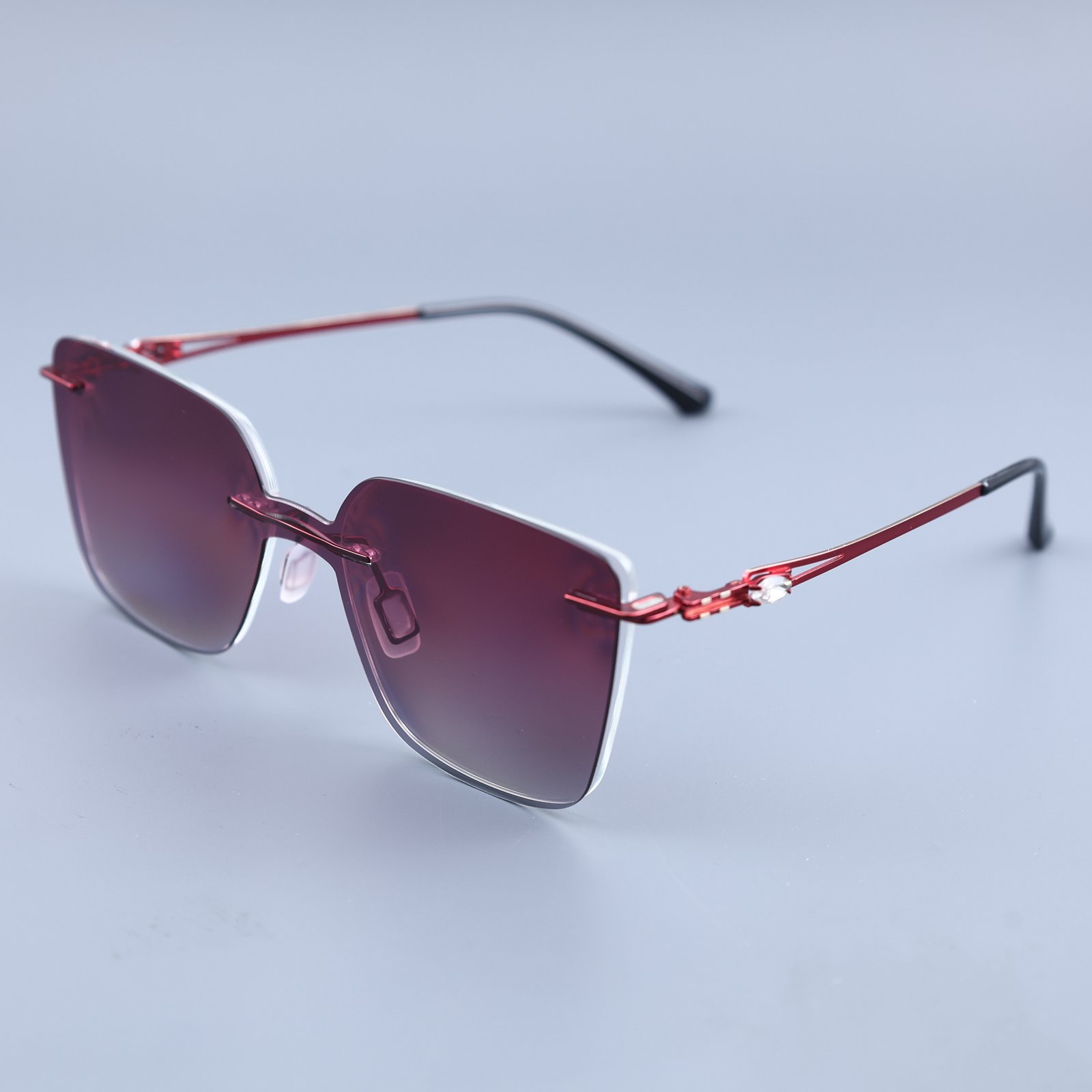 OG Crimson Edge | Rimless Square Sunglasses For Women