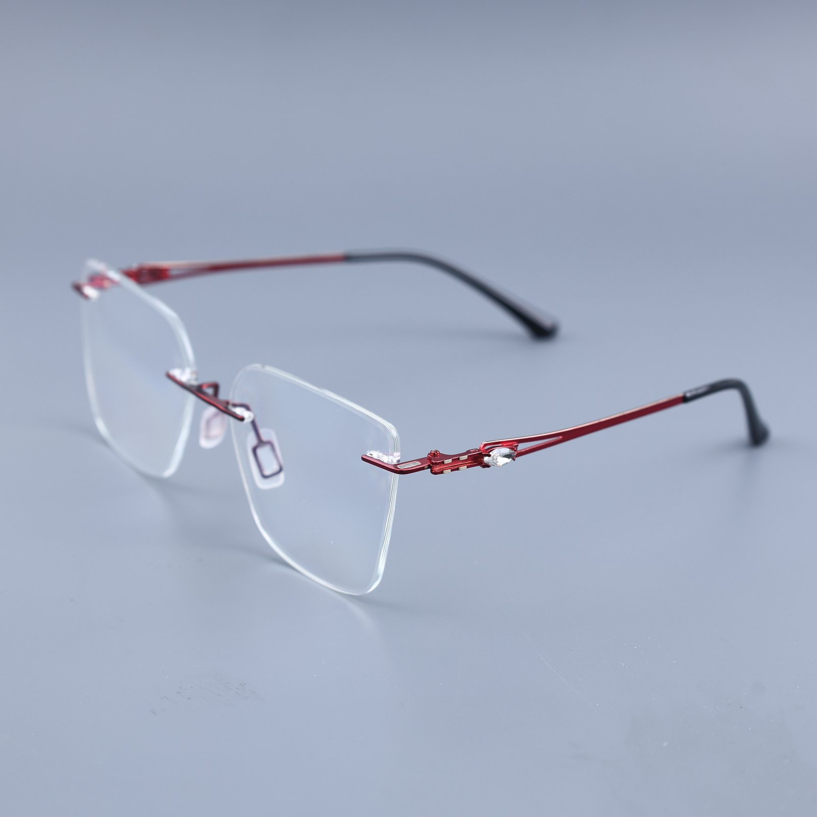 OG Crimson Edge | Rimless Square Sunglasses For Women