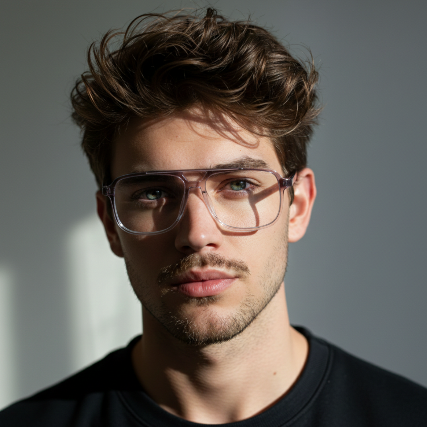 OG Crystal Air Transparent Full Rim Square Eyeglasses for Men
