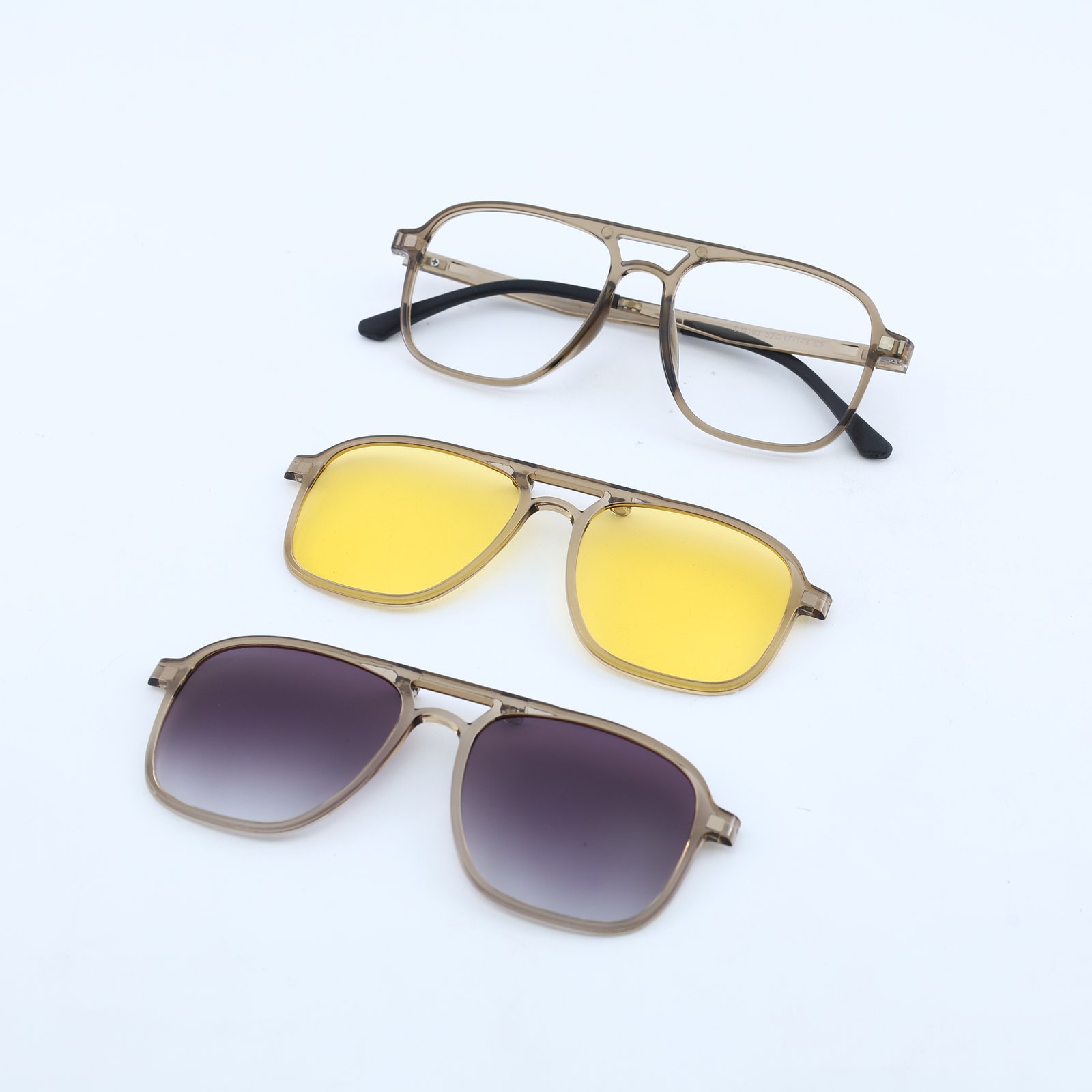OG Crystal Dusk | Transparent Aviator Square  Clip on Sunglasses