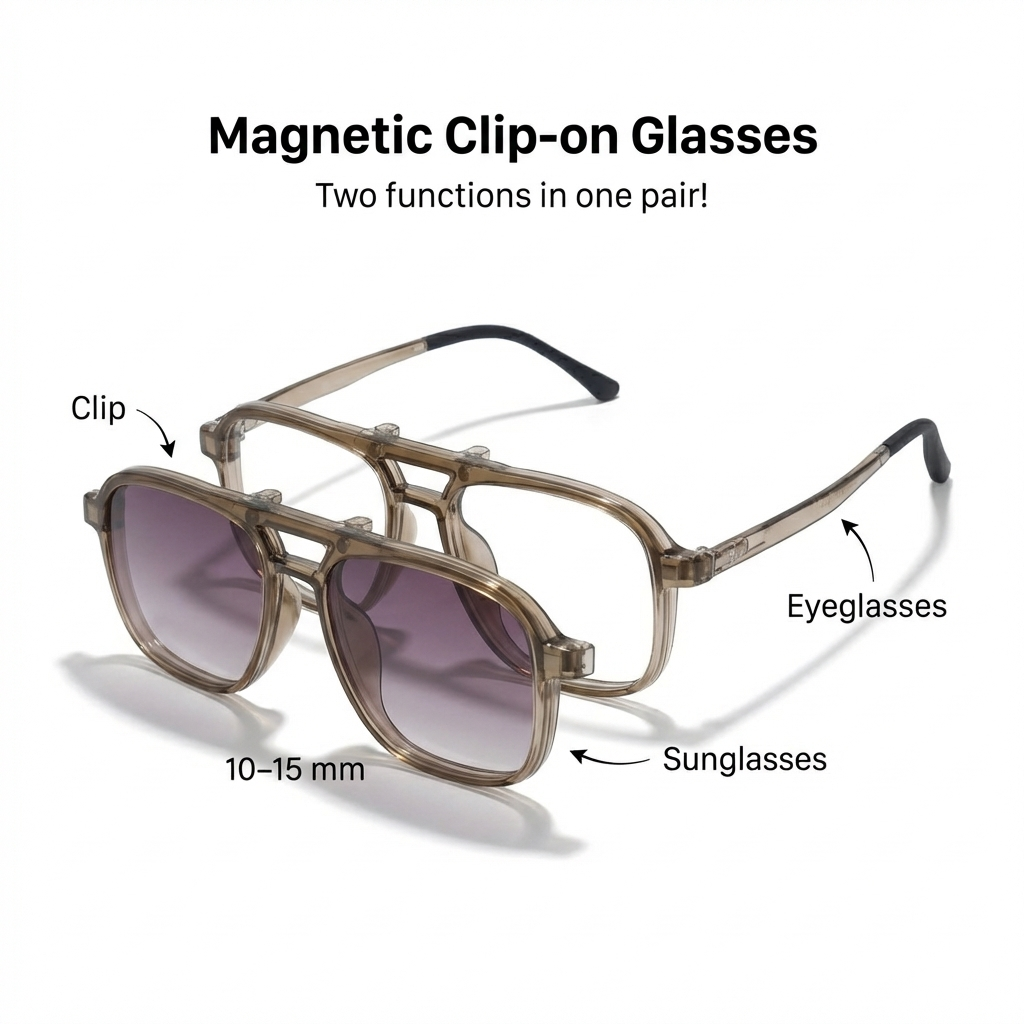 OG Crystal Dusk | Transparent Aviator Square  Clip on Sunglasses
