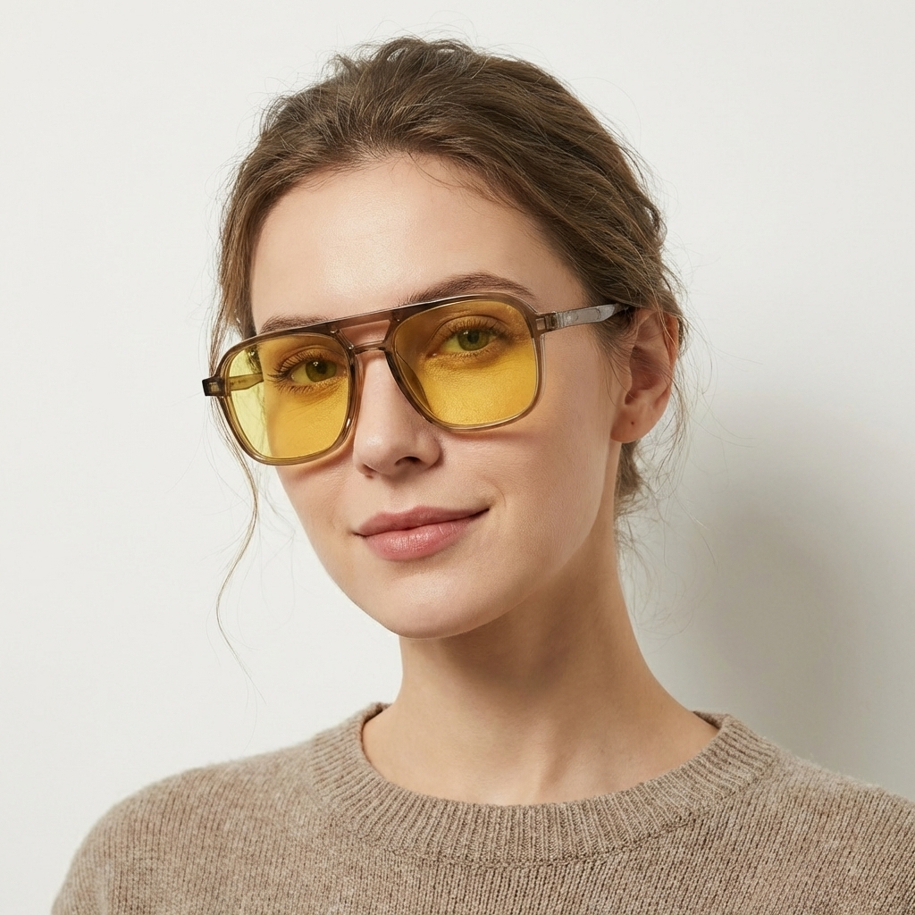 OG Crystal Dusk | Transparent Aviator Square  Clip on Sunglasses