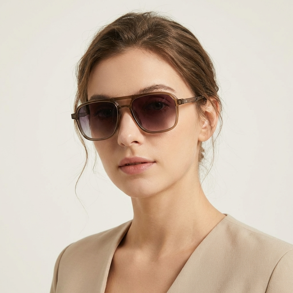 OG Crystal Dusk | Transparent Aviator Square  Clip on Sunglasses