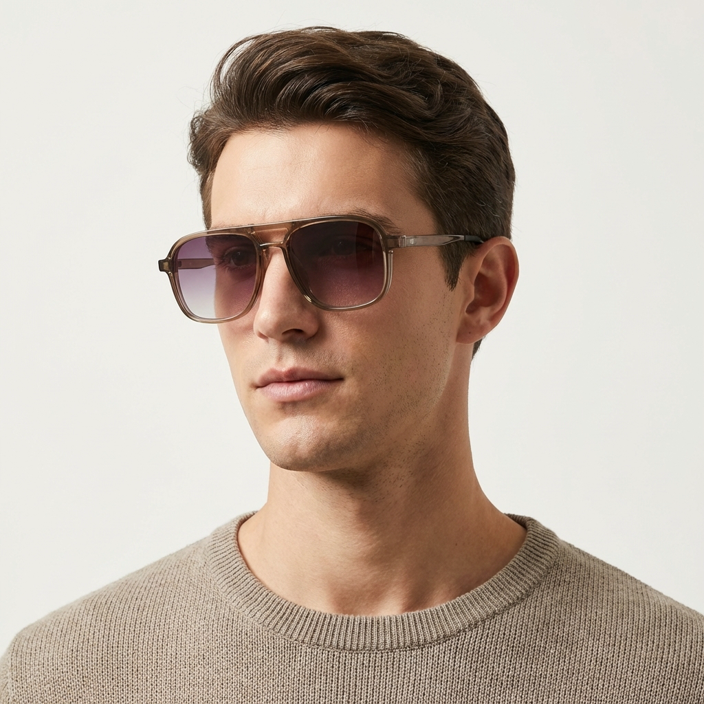 OG Crystal Dusk | Transparent Aviator Square  Clip on Sunglasses