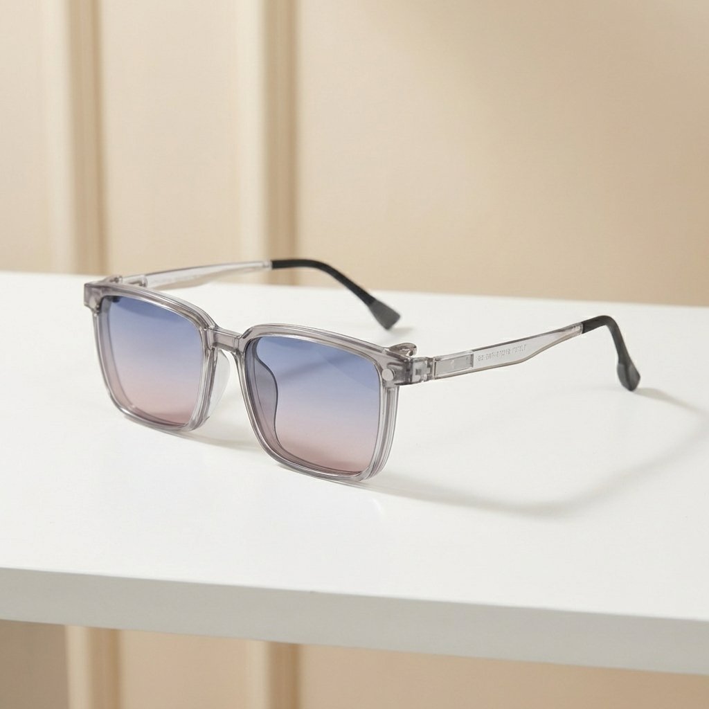 OG Crystal Frost | Transparent Frame Square Sunglasses For Men
