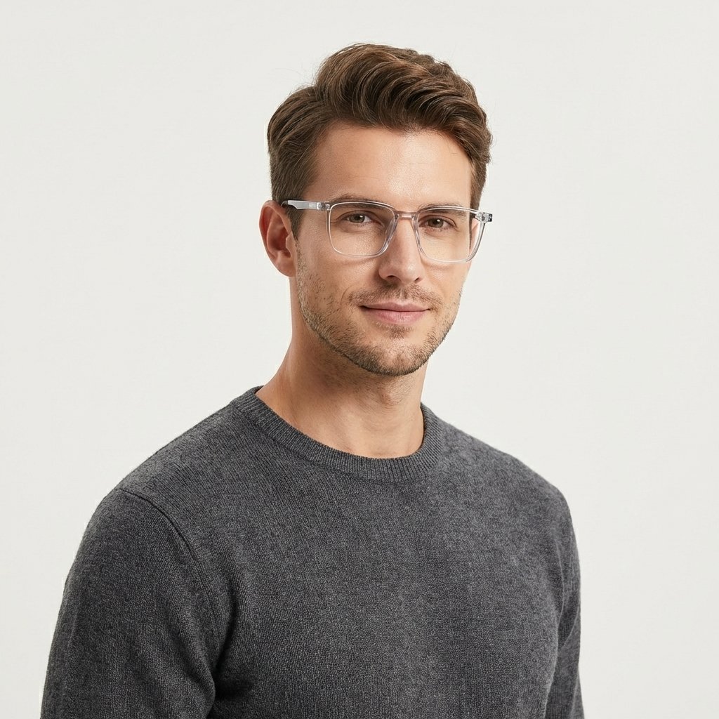 OG Crystal Frost | Transparent Frame Square Sunglasses For Men