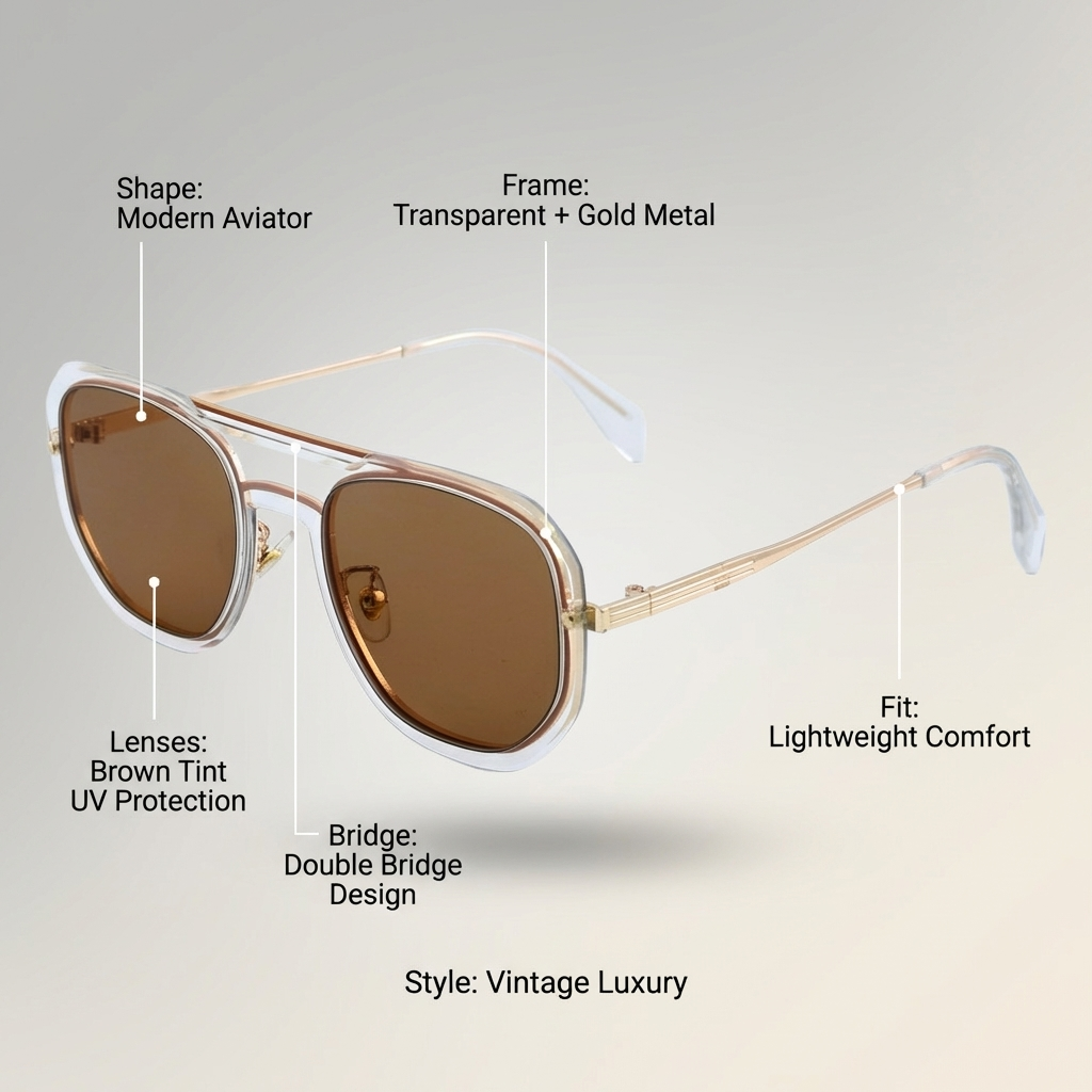 OG Crystal Gold | Amber Pilot Luxe Sunglasses