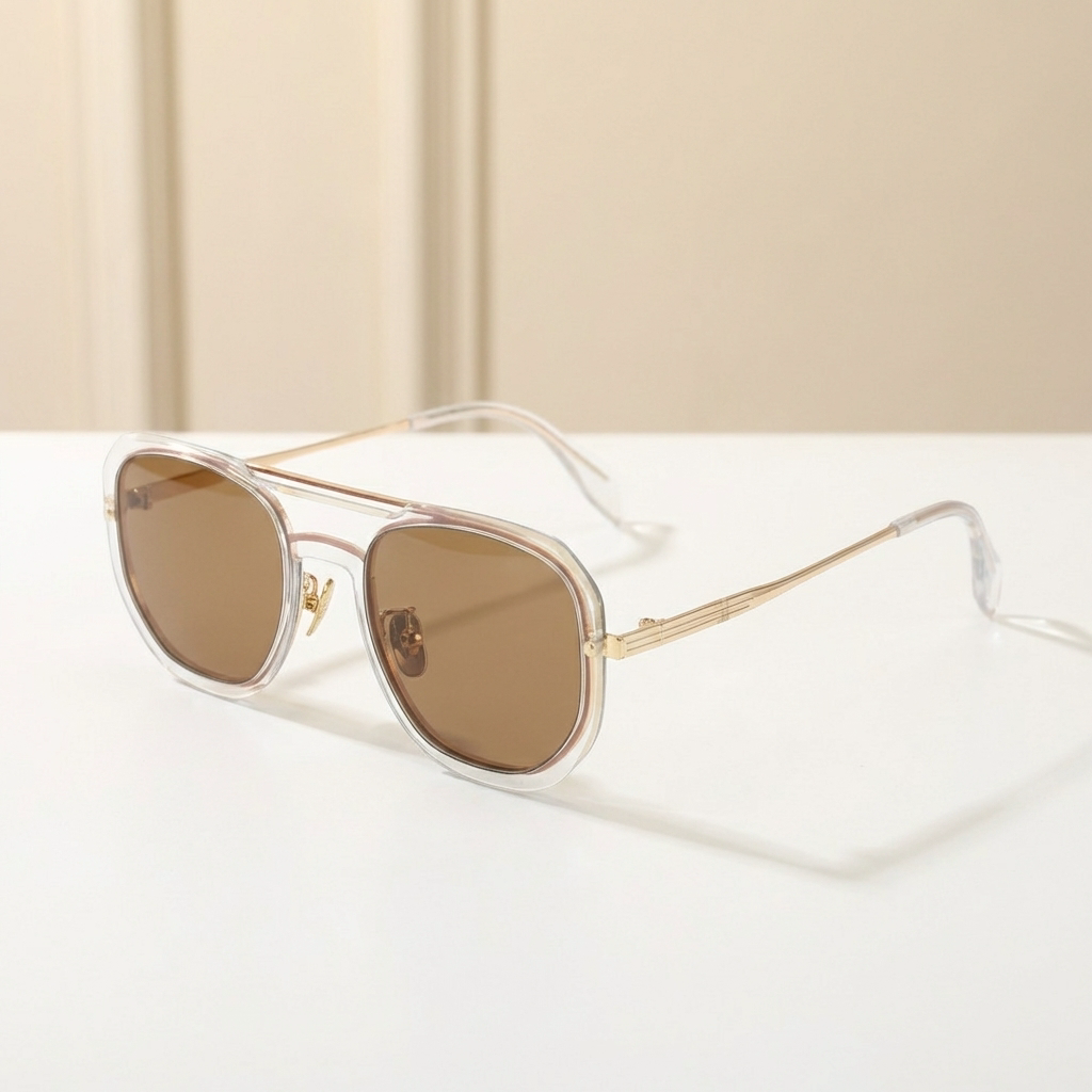 OG Crystal Gold | Amber Pilot Luxe Sunglasses