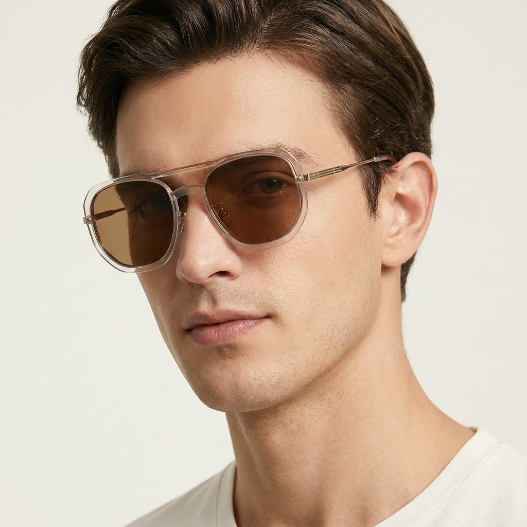 OG Crystal Gold | Amber Pilot Luxe Sunglasses