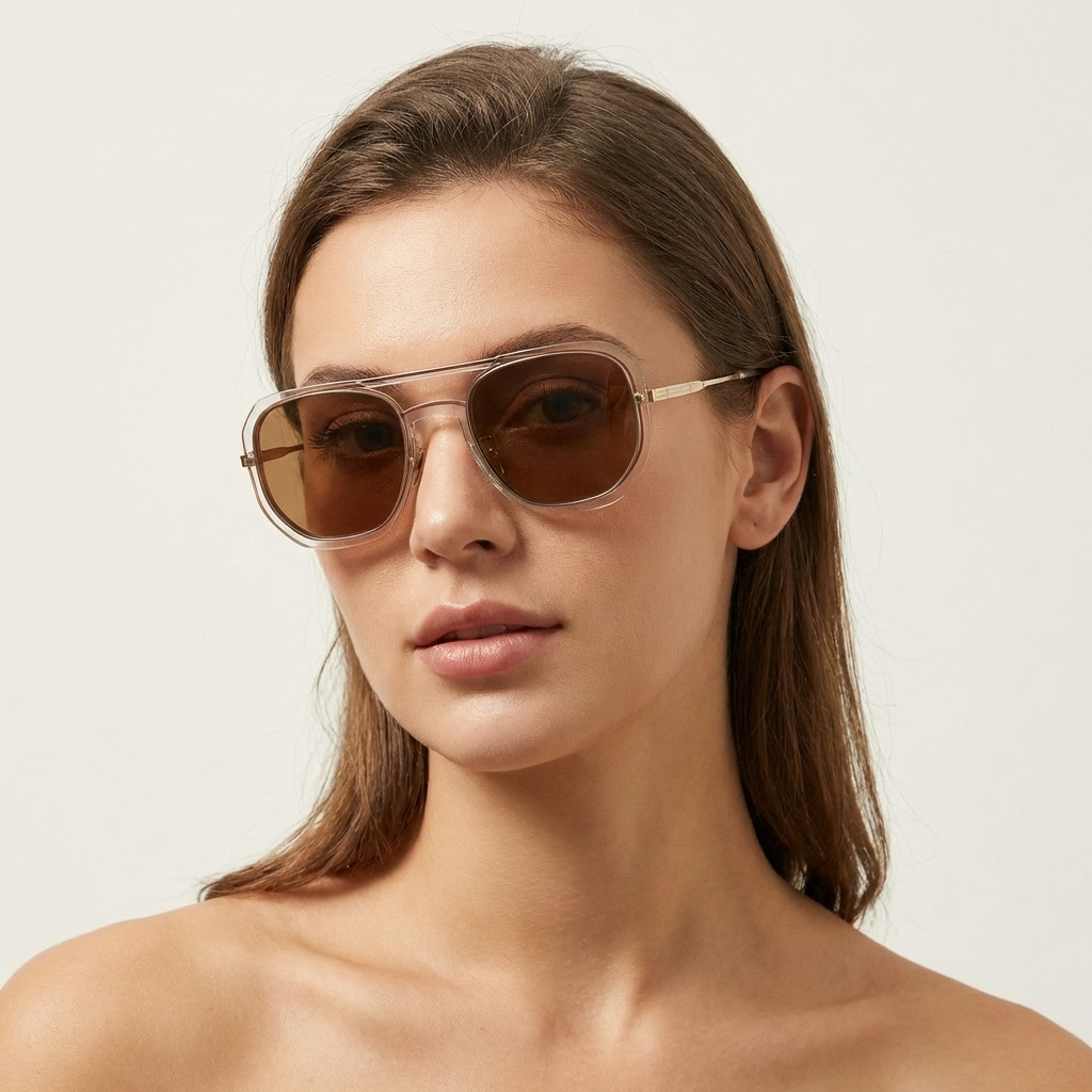 OG Crystal Gold | Amber Pilot Luxe Sunglasses