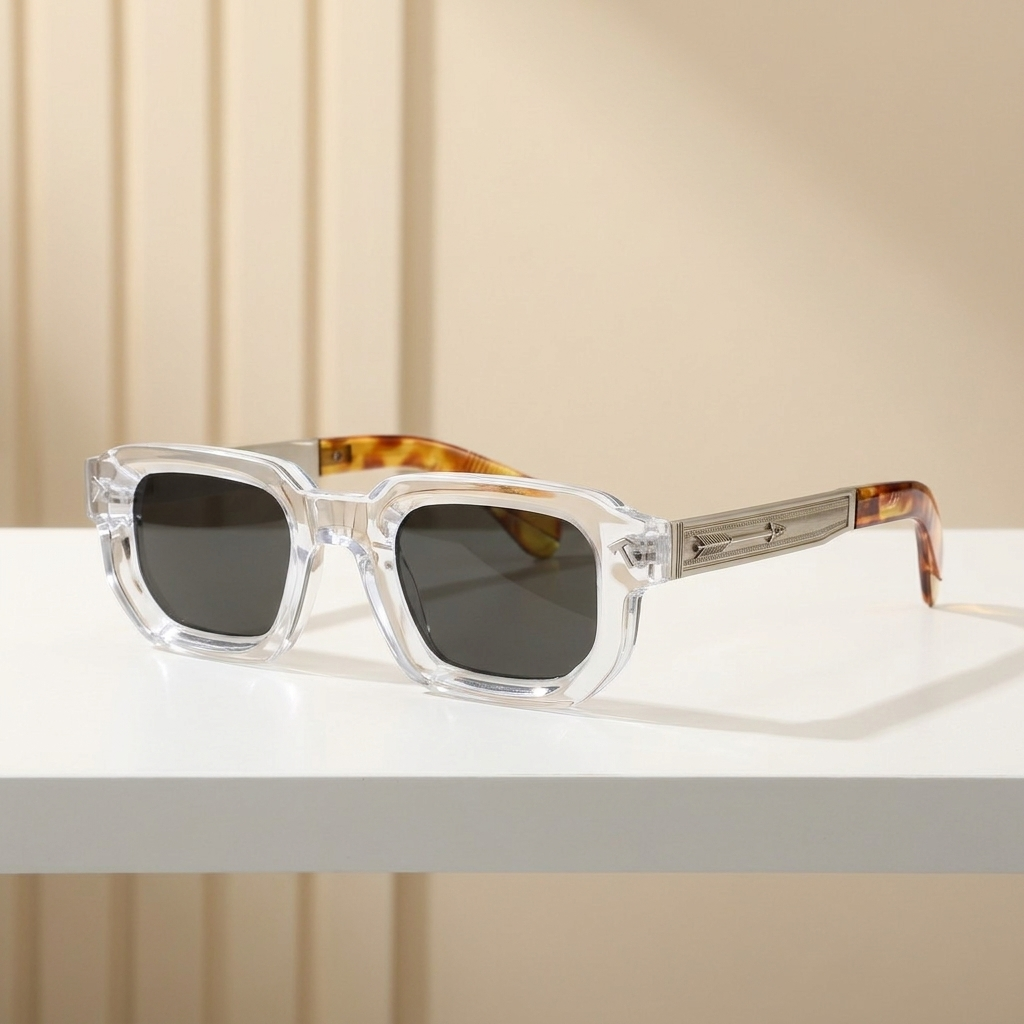 OG Crystal Havana Edge | Transparent Square Sunglasses