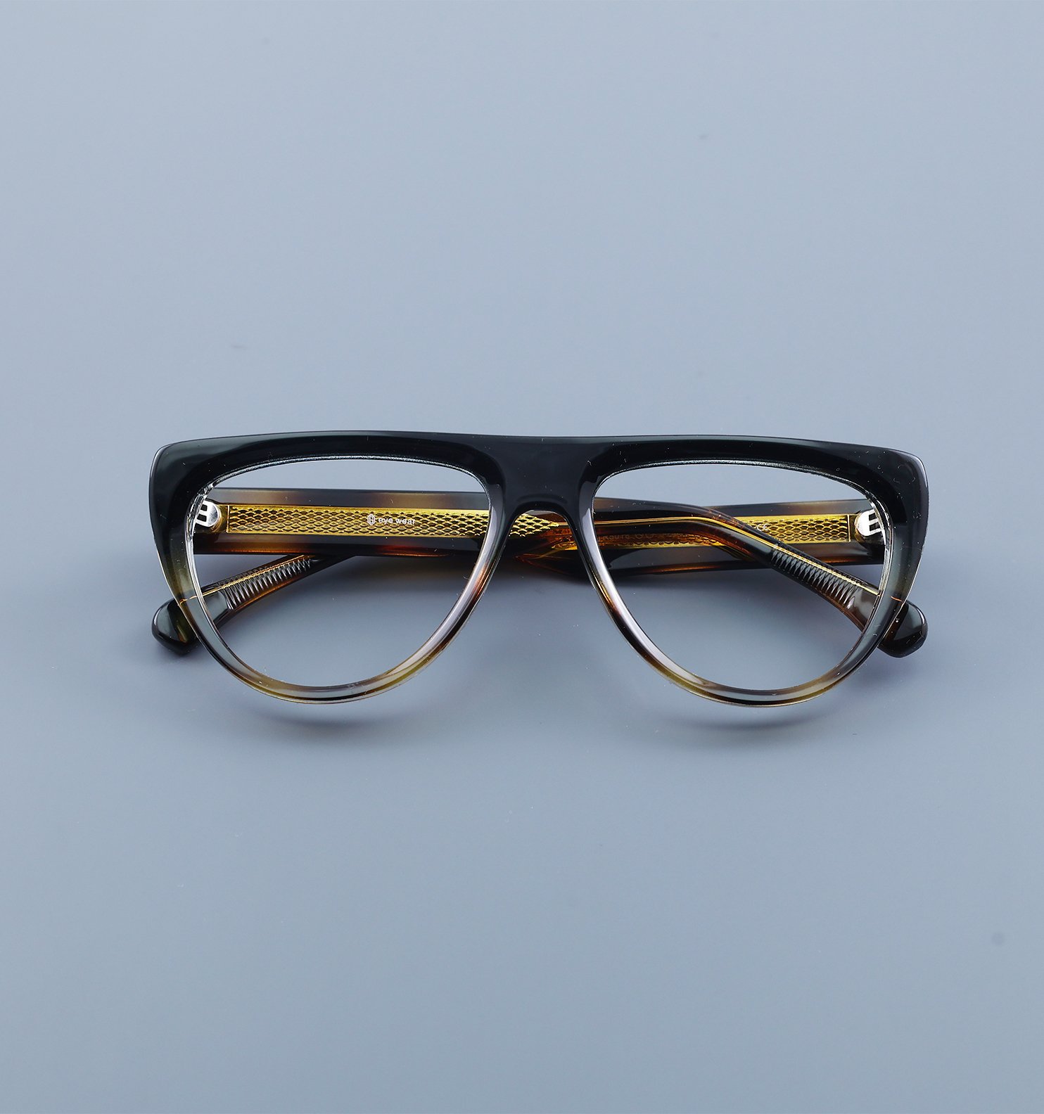 OG Crystal Men’s Full Rim Square Eyeglasses | Stylish Square Optical Frame in Blue Grey, Transparent & Yellow-Black