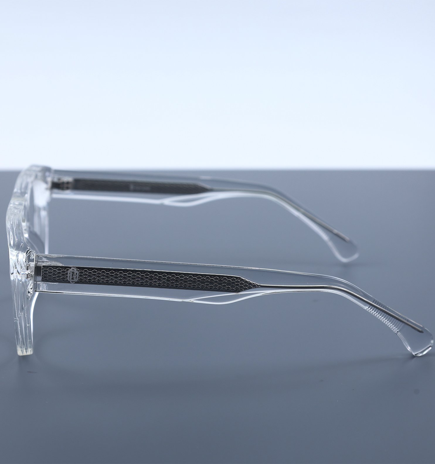 OG Crystal Men’s Full Rim Square Eyeglasses | Stylish Square Optical Frame in Blue Grey, Transparent & Yellow-Black