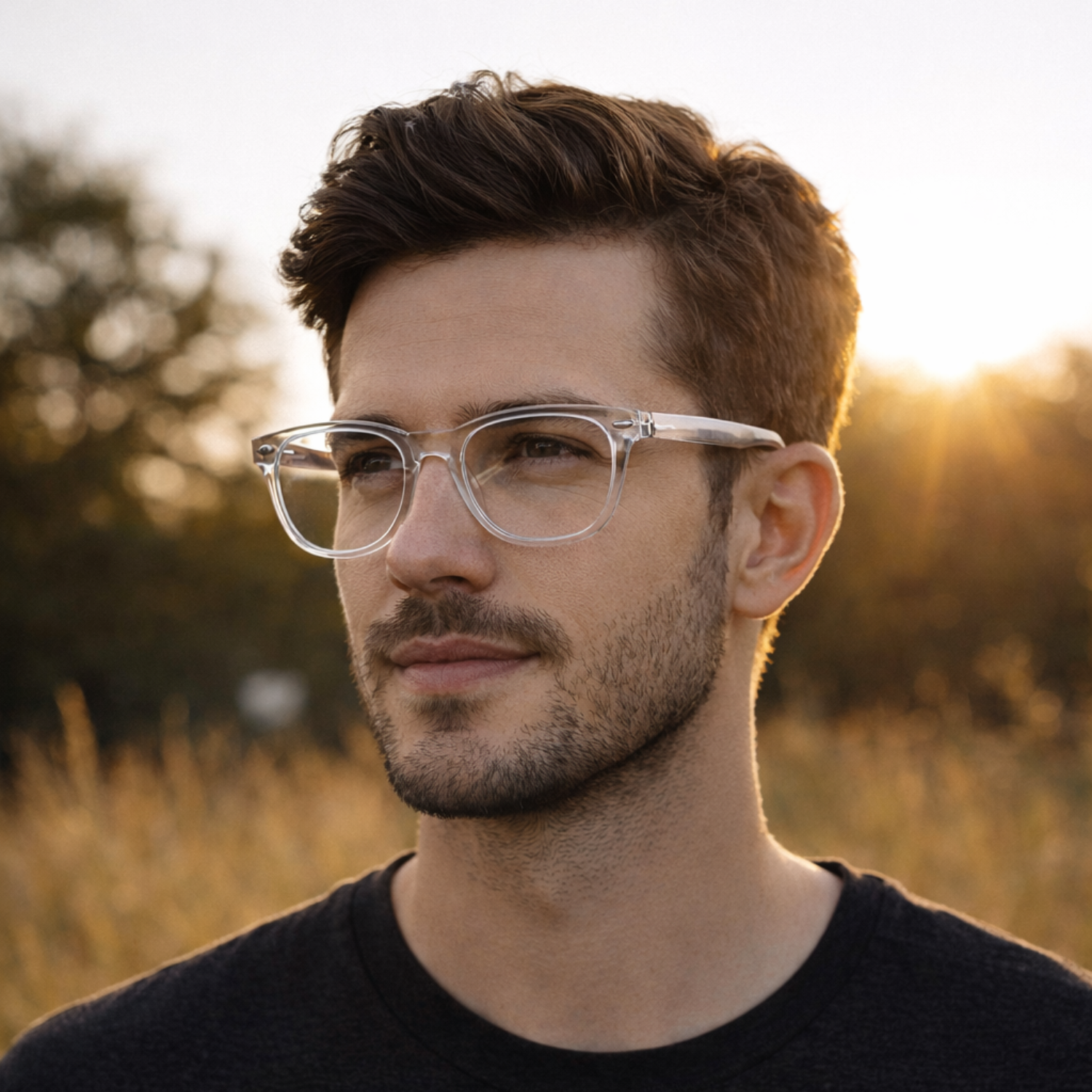 OG Crystal Men’s Full Rim Square Eyeglasses | Stylish Square Optical Frame in Blue Grey, Transparent & Yellow-Black