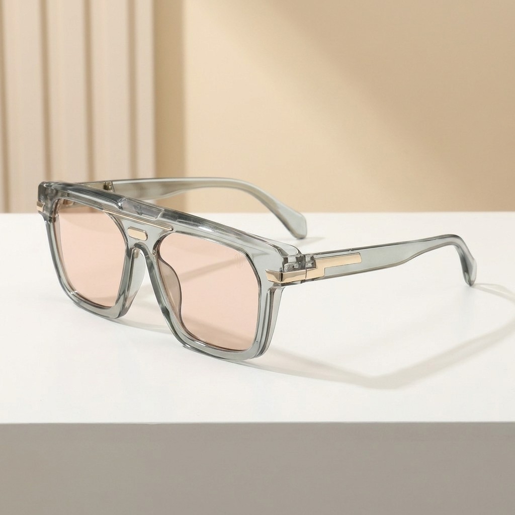 OG Crystal Mint | Transparent Oversized Sunglasses with Soft Peach Tint Lenses