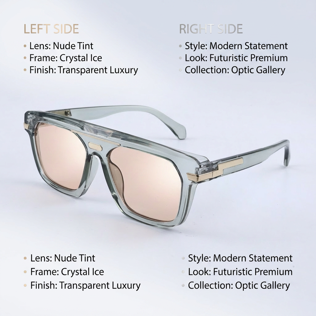 OG Crystal Mint | Transparent Oversized Sunglasses with Soft Peach Tint Lenses