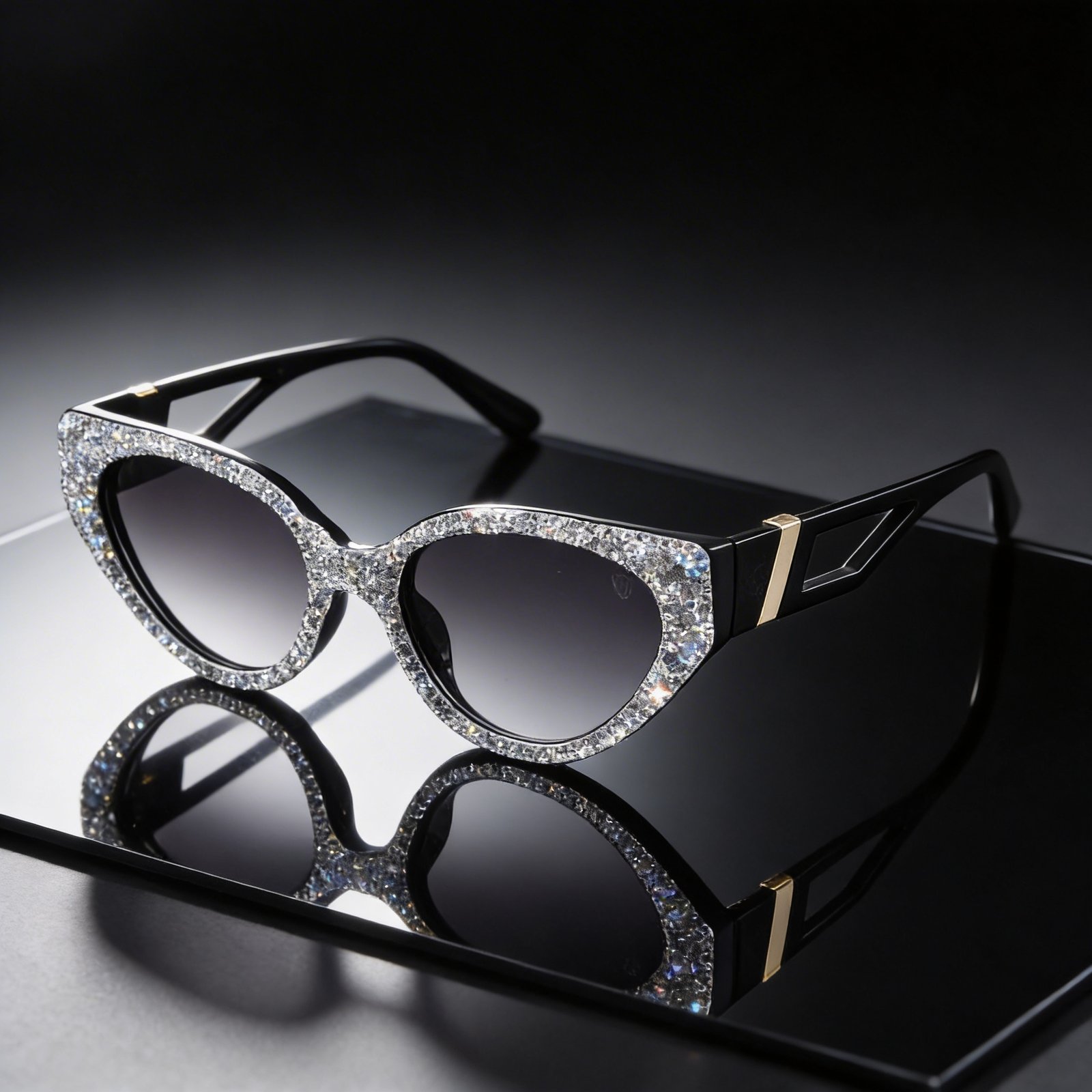 OG Crystal Noir Cat-Eye Sunglasses | Diamond-Studded Luxury Black Statement Shades for Women