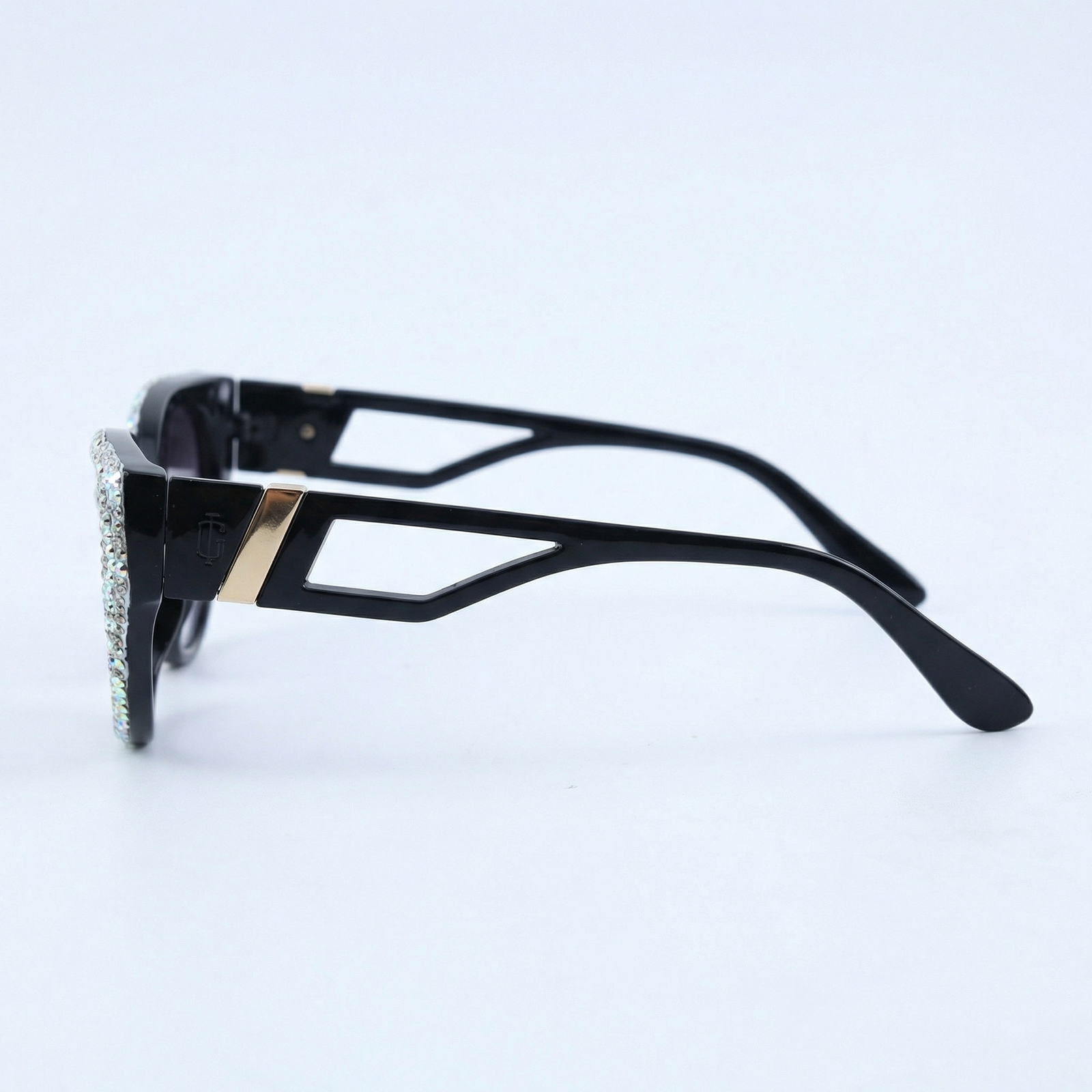 OG Crystal Noir Cat-Eye Sunglasses | Diamond-Studded Luxury Black Statement Shades for Women