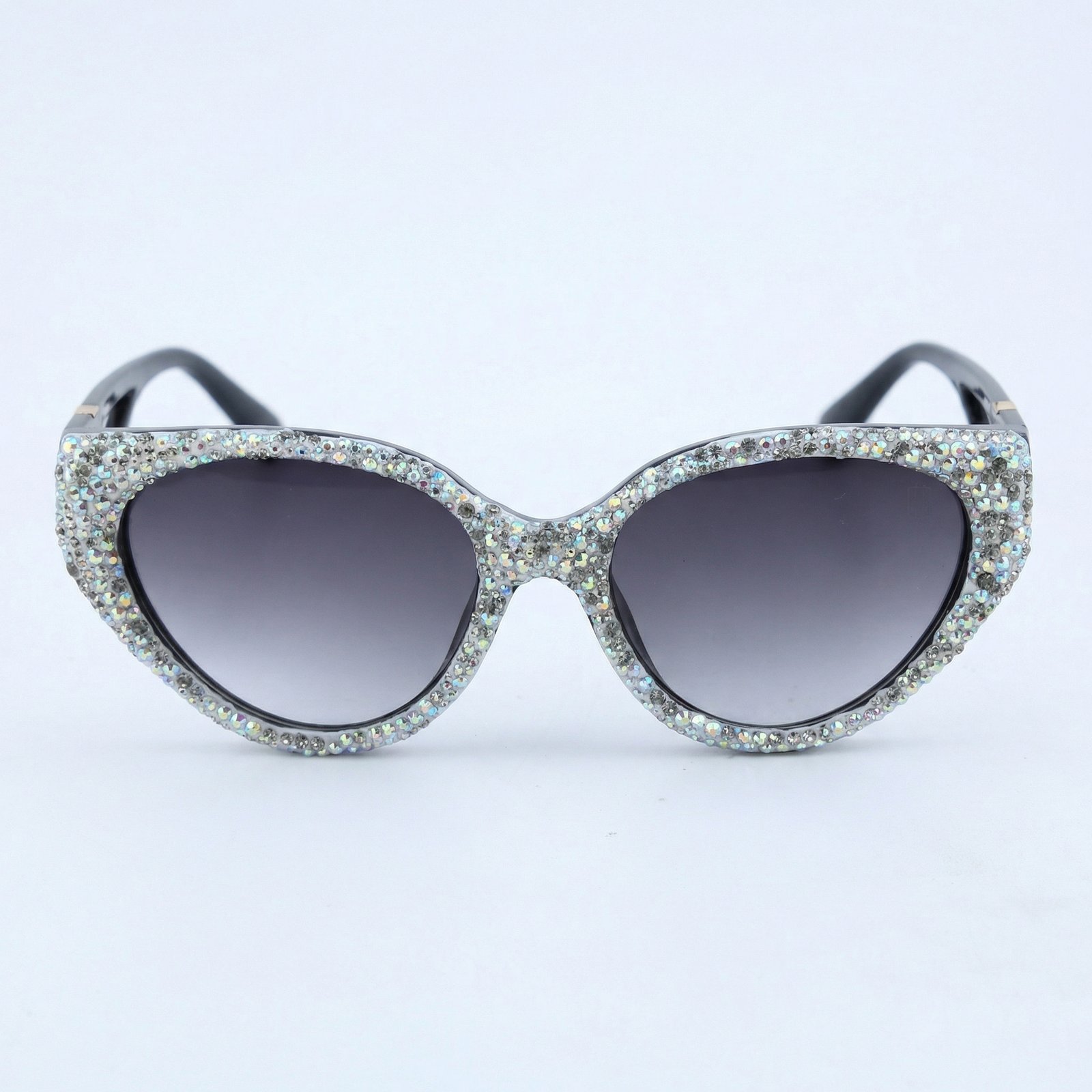 OG Crystal Noir Cat-Eye Sunglasses | Diamond-Studded Luxury Black Statement Shades for Women