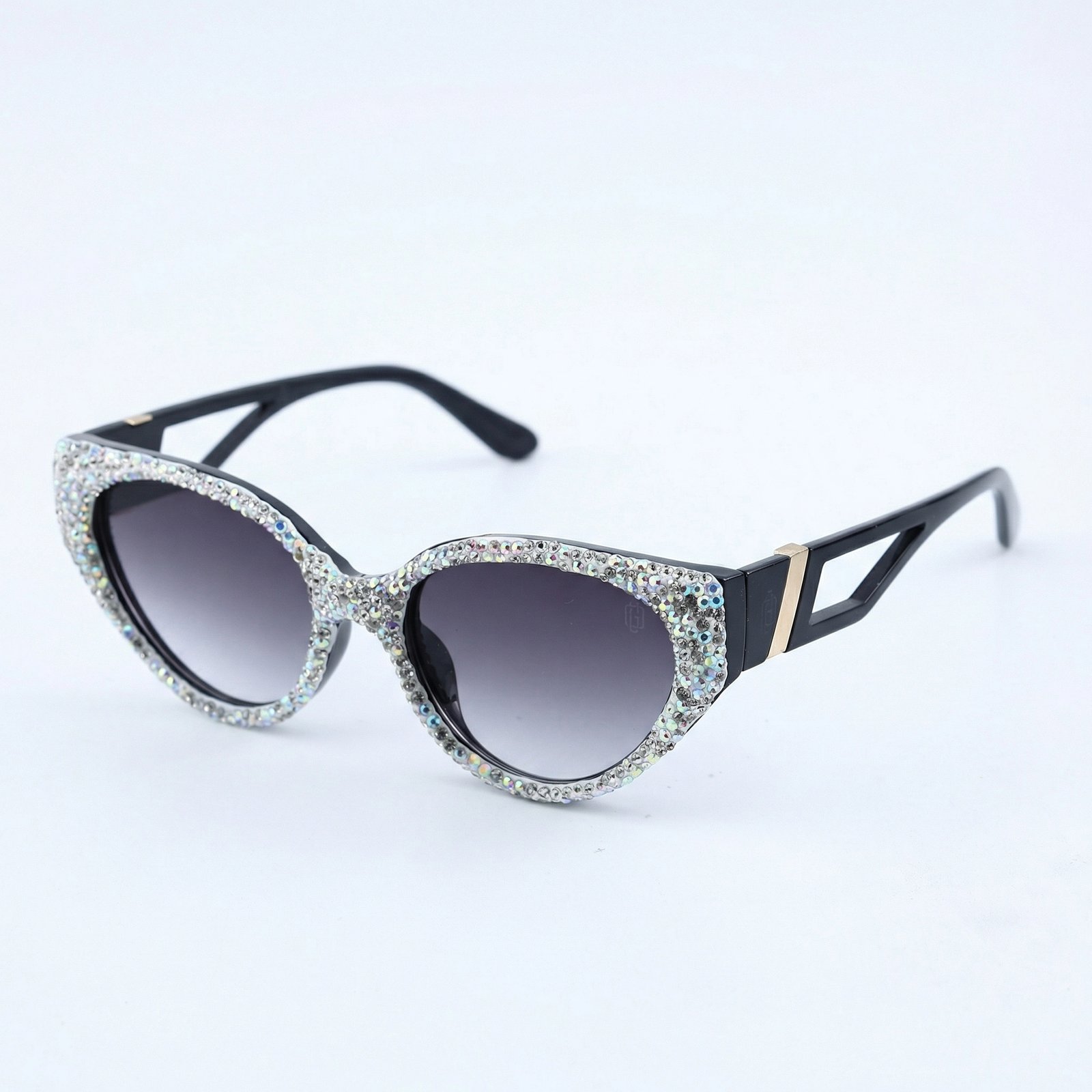OG Crystal Noir Cat-Eye Sunglasses | Diamond-Studded Luxury Black Statement Shades for Women