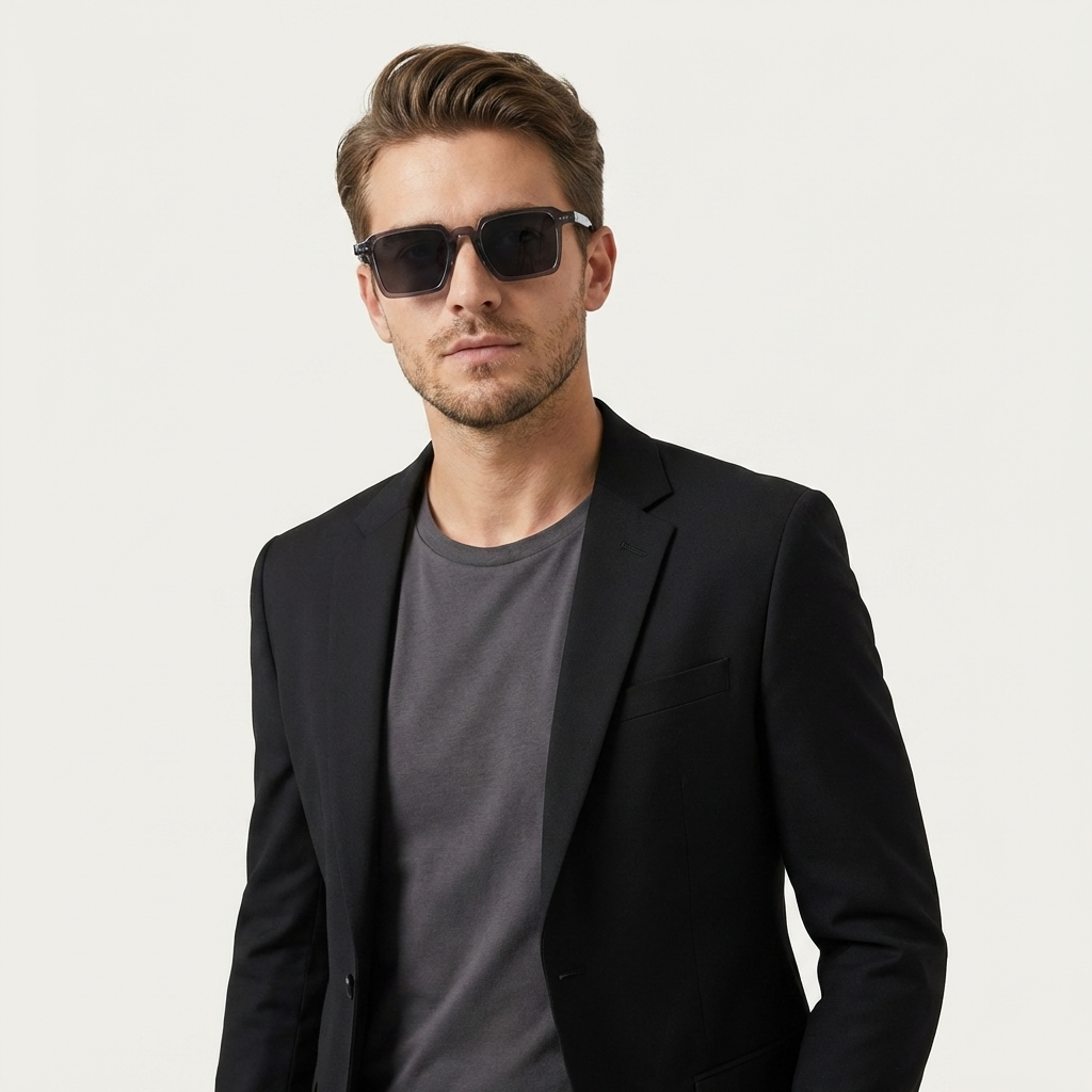 OG Crystal Noir | Classic Square Black Lens Sunglasses