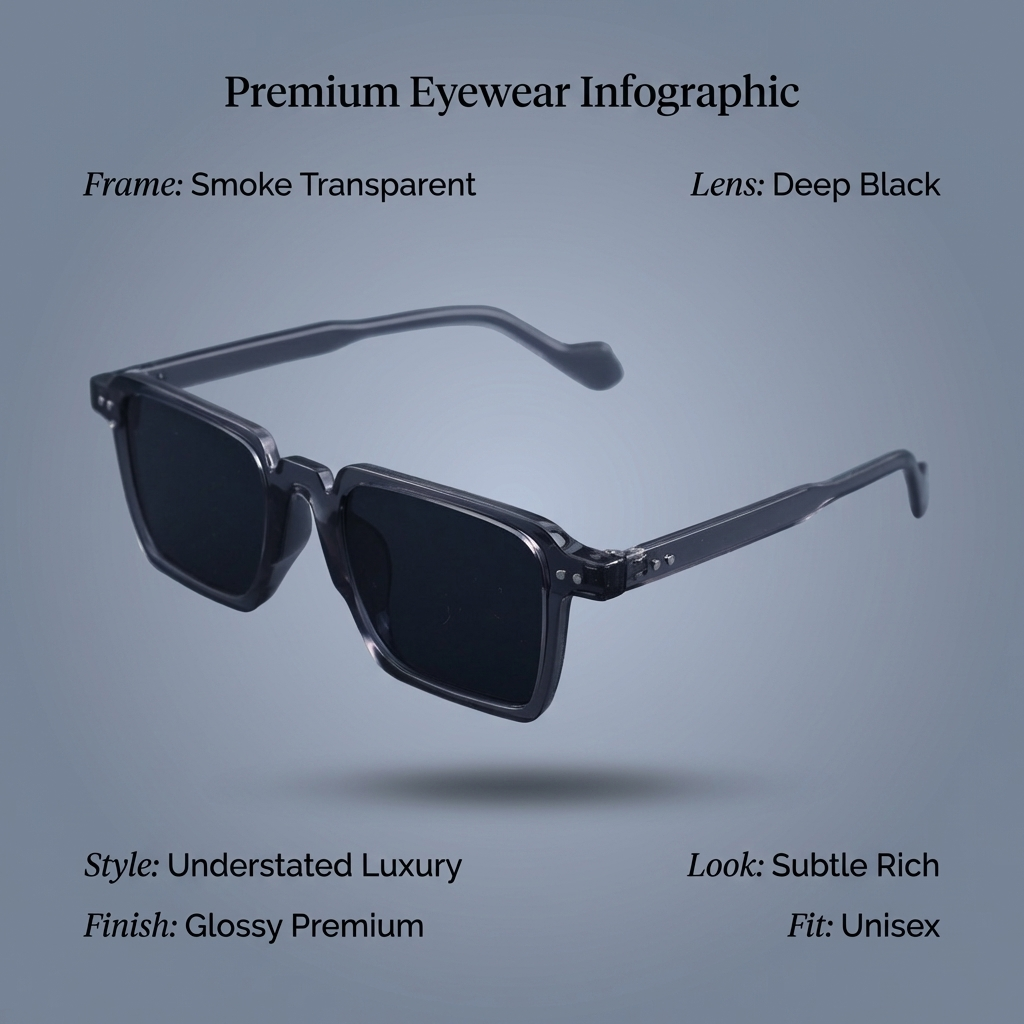 OG Crystal Noir | Classic Square Black Lens Sunglasses