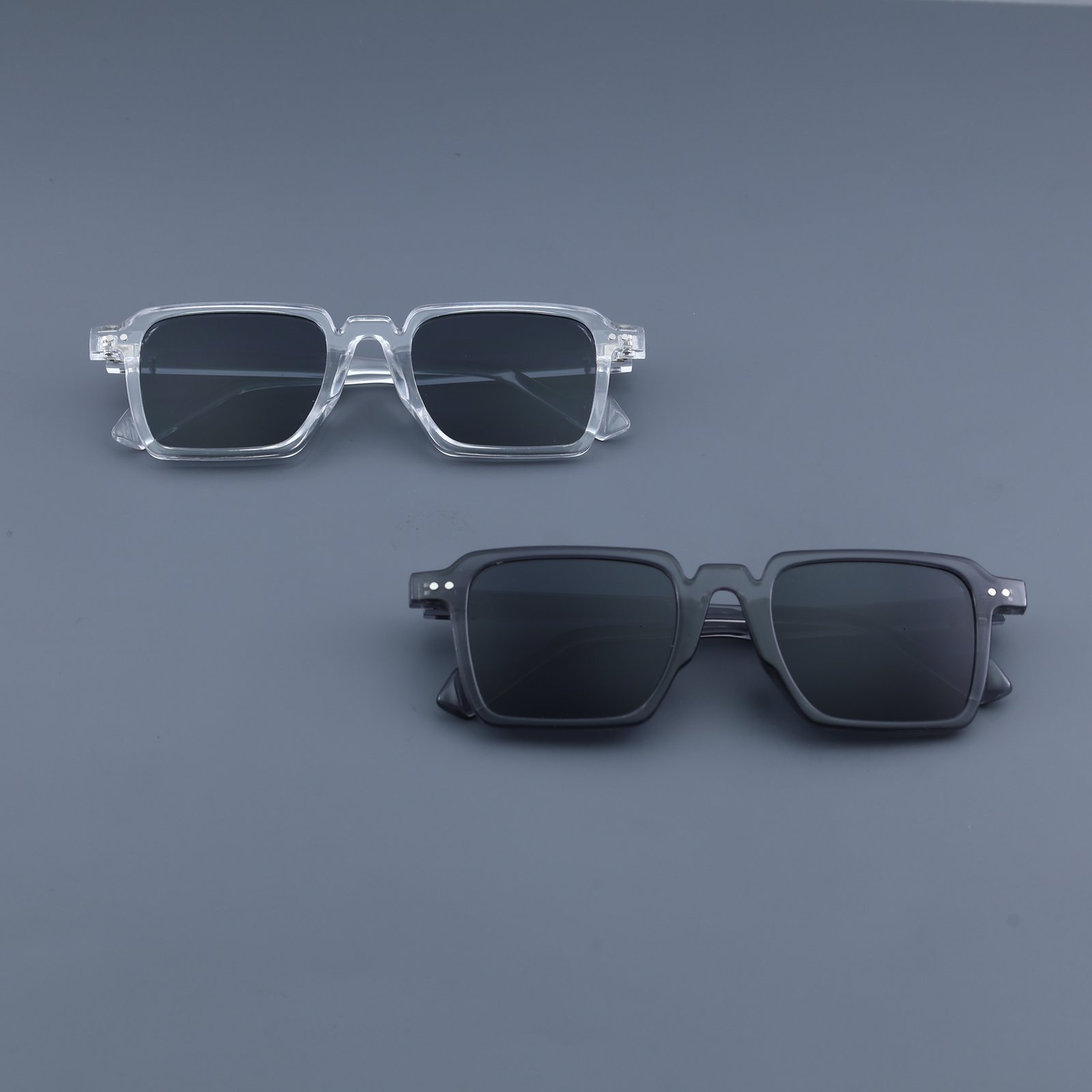 OG Crystal Noir | Classic Square Black Lens Sunglasses