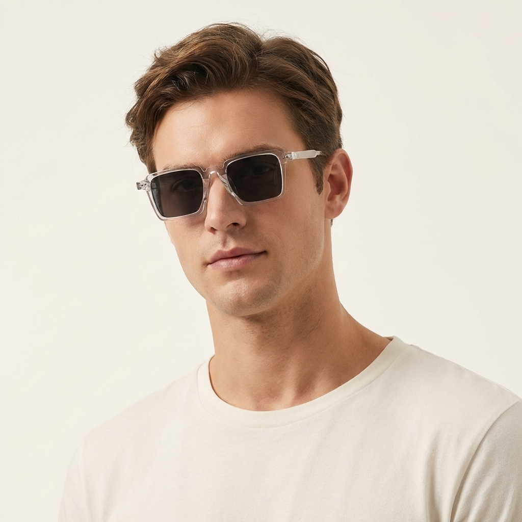 OG Crystal Noir | Classic Square Black Lens Sunglasses