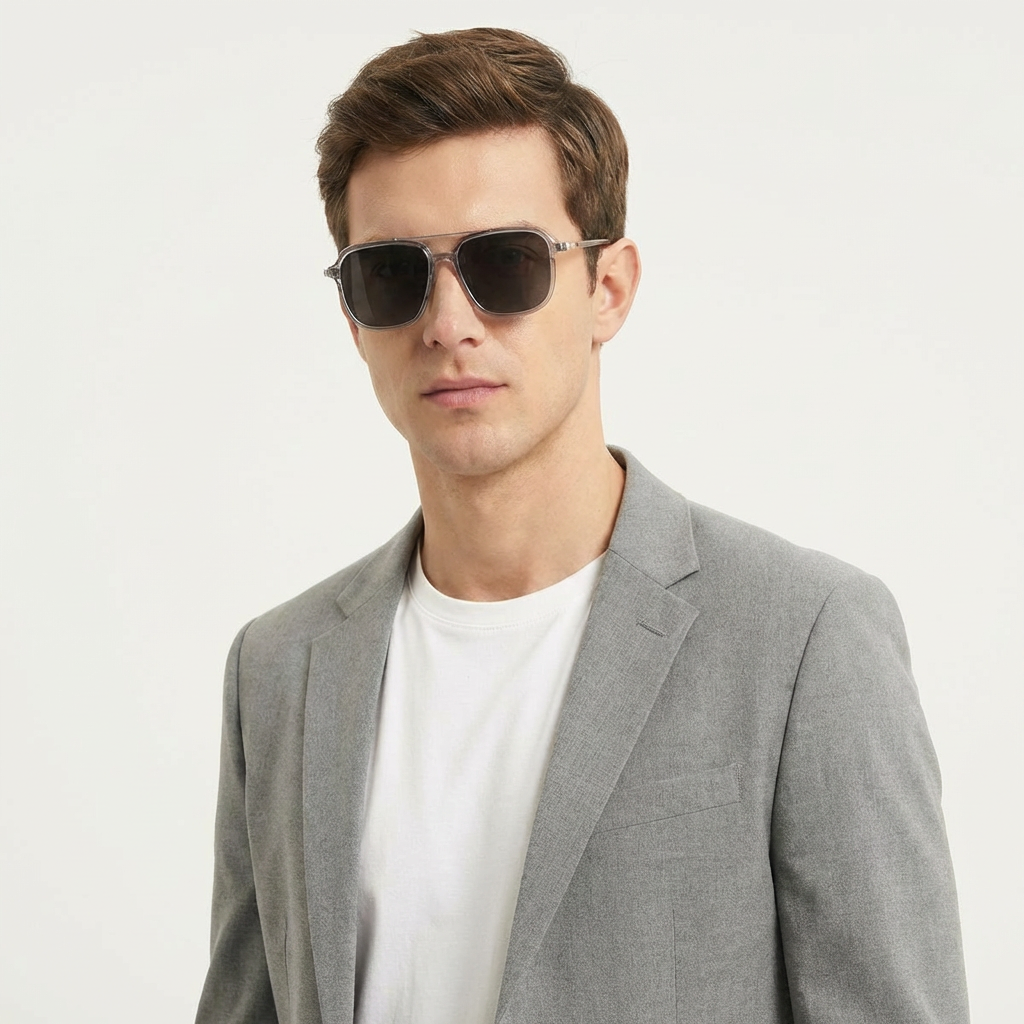 OG Crystal Pilot | Transparent Frame Square Aviator Sunglasses For Men