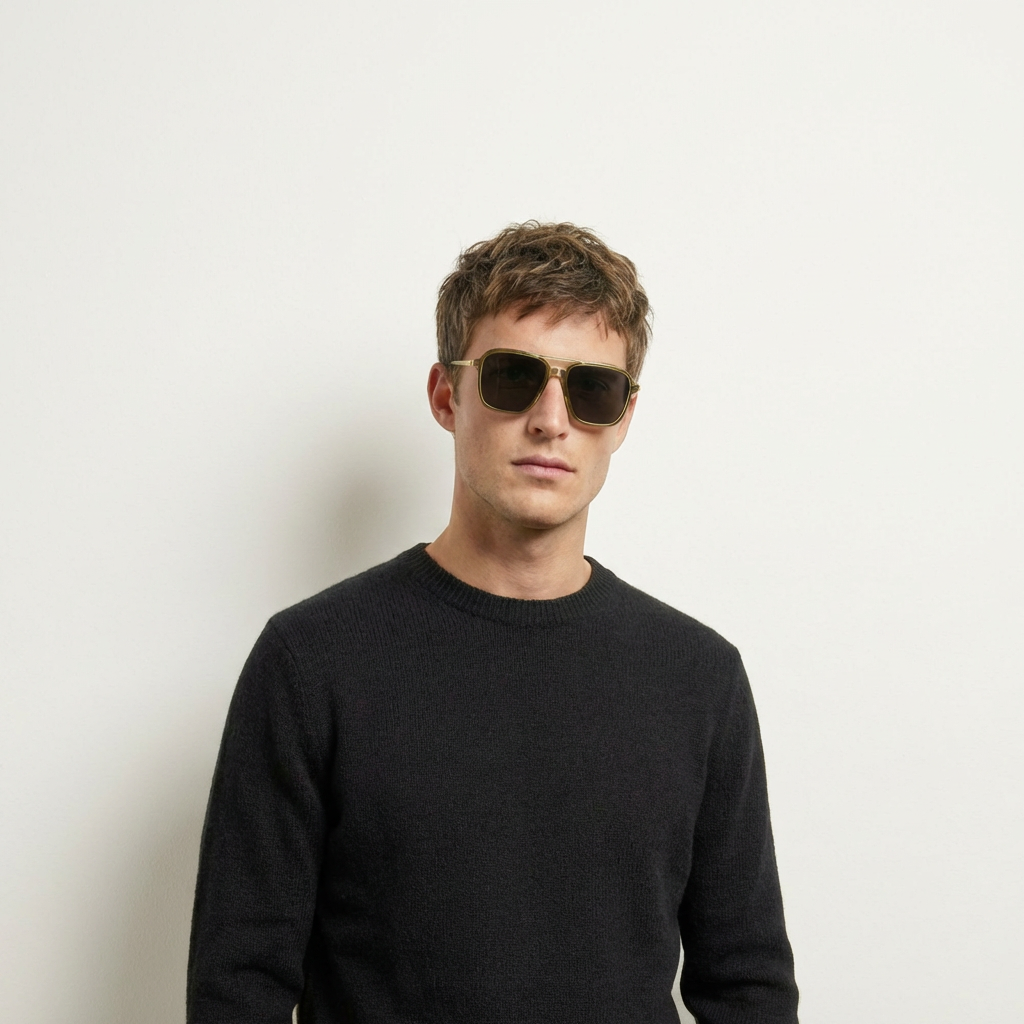 OG Crystal Pilot | Transparent Frame Square Aviator Sunglasses For Men