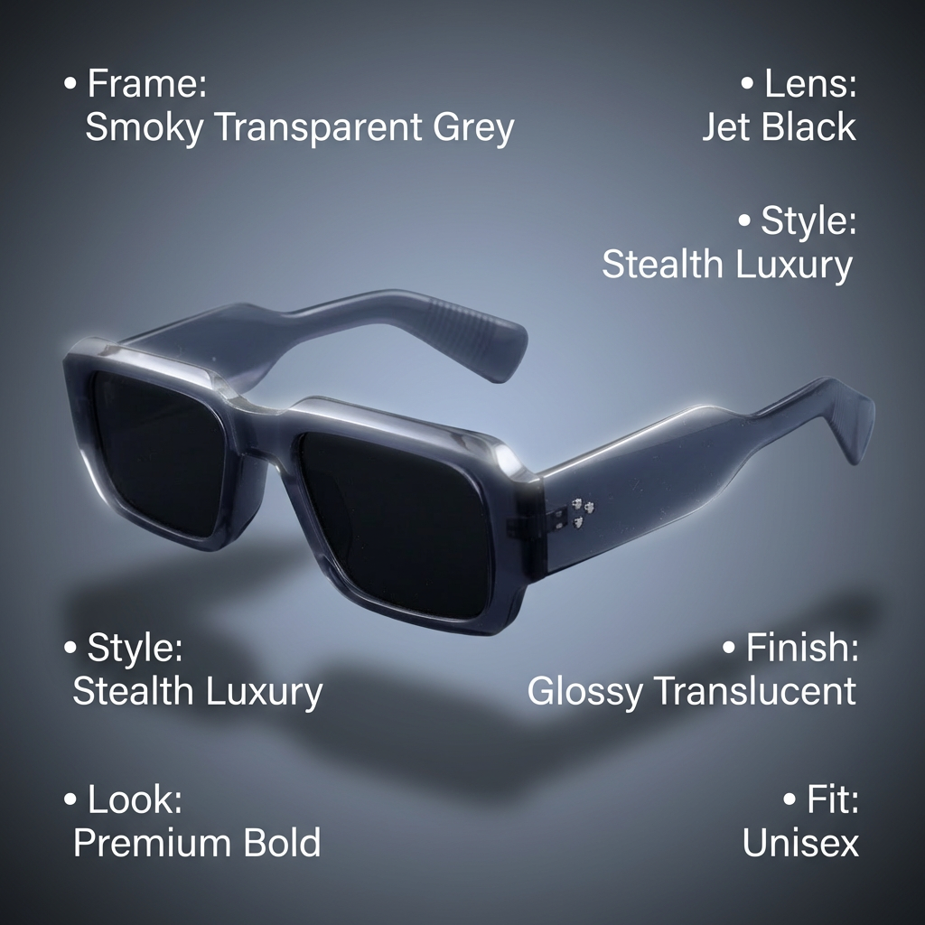 OG Crystal Shadow | Classic Square Black Lens Sunglasses