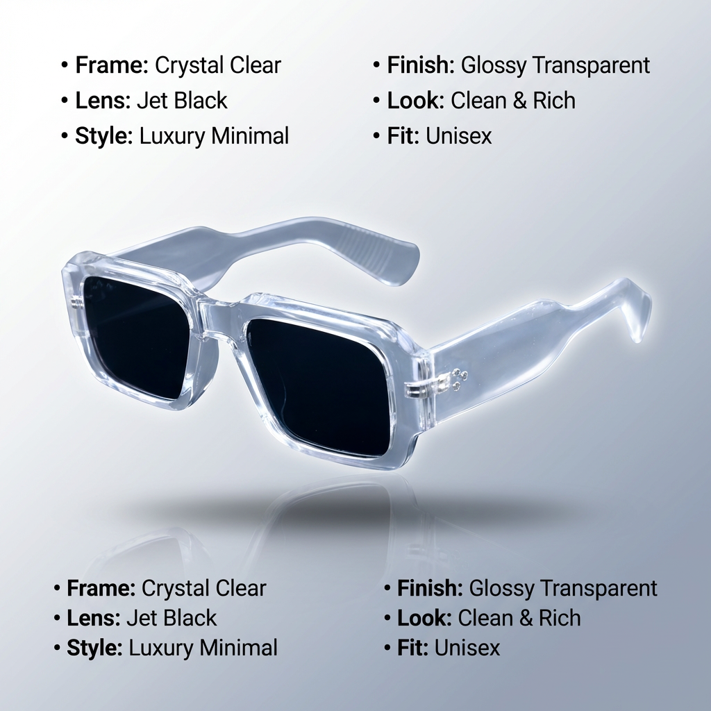 OG Crystal Shadow | Classic Square Black Lens Sunglasses
