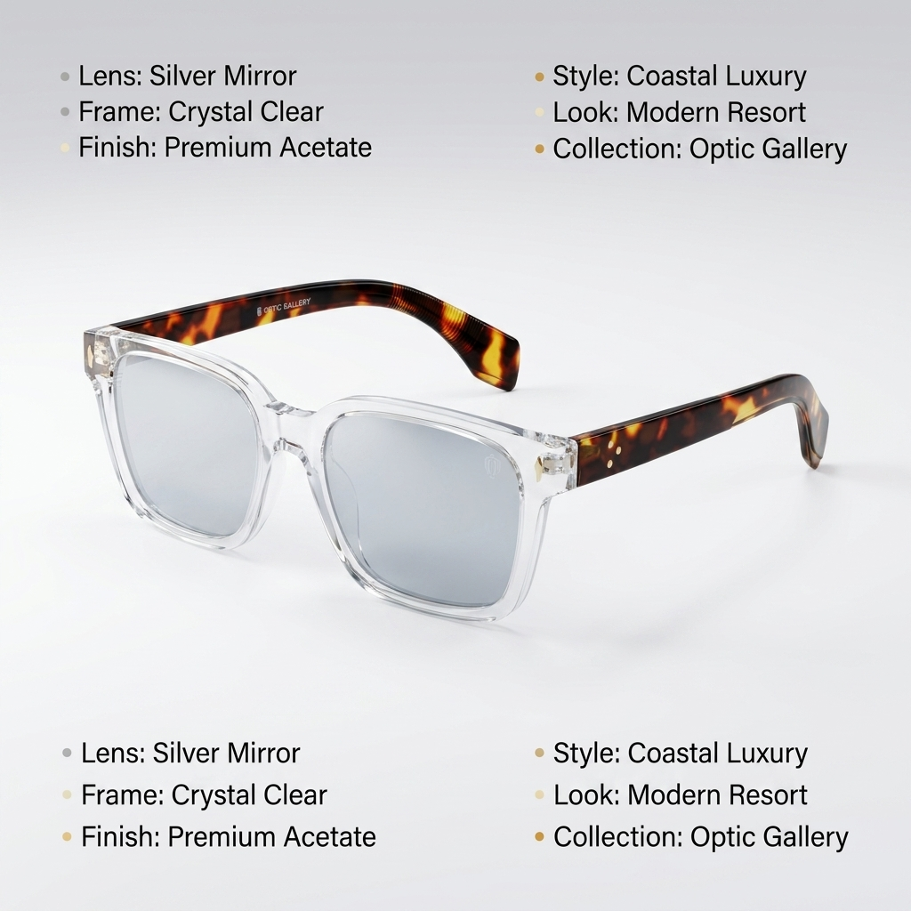 OG Crystal Voyager | Luxury Crystal Square Sunglasses with Silver Mirror Lenses