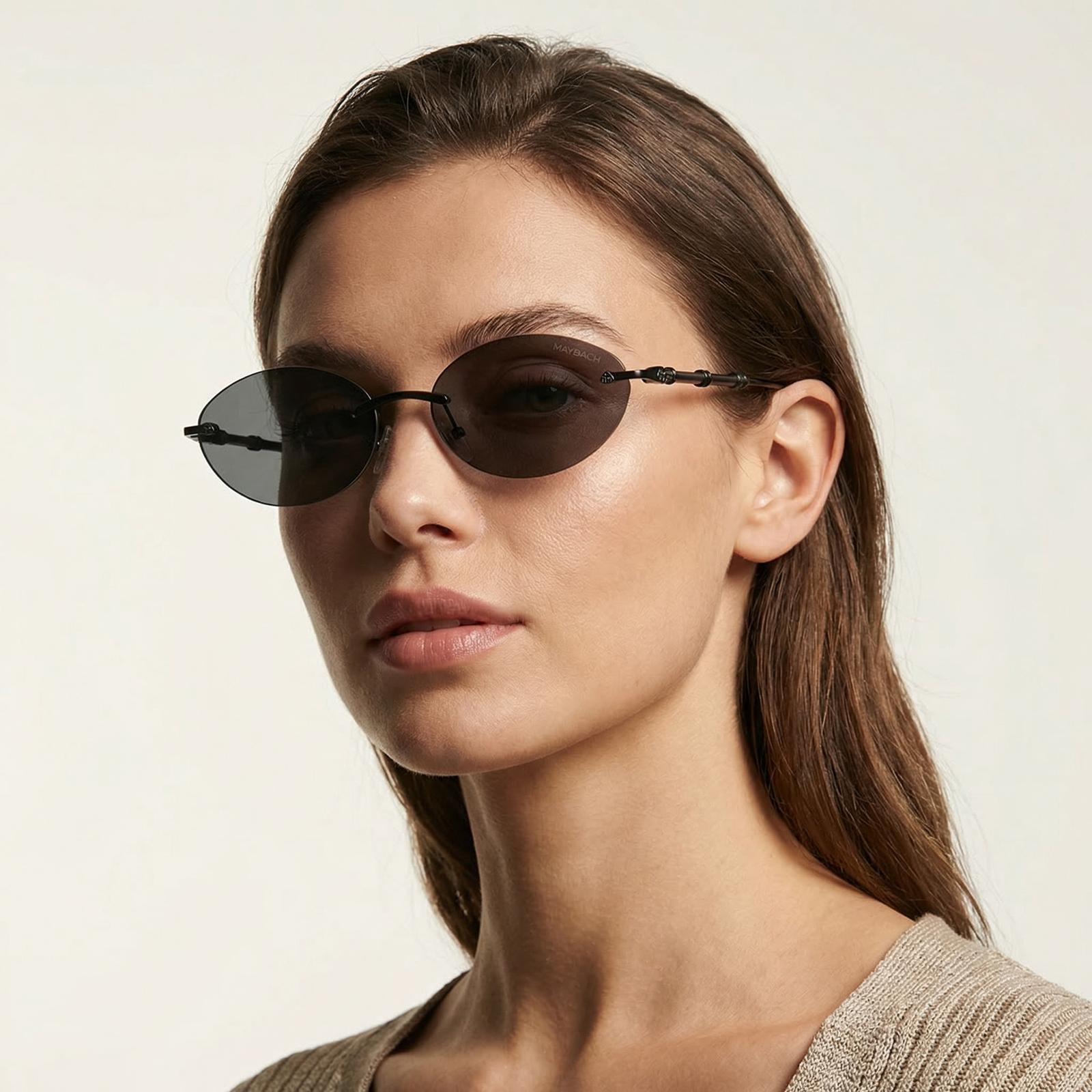 OG Dark Eclipse | Gunmetal Rimless Oval Sunglasses