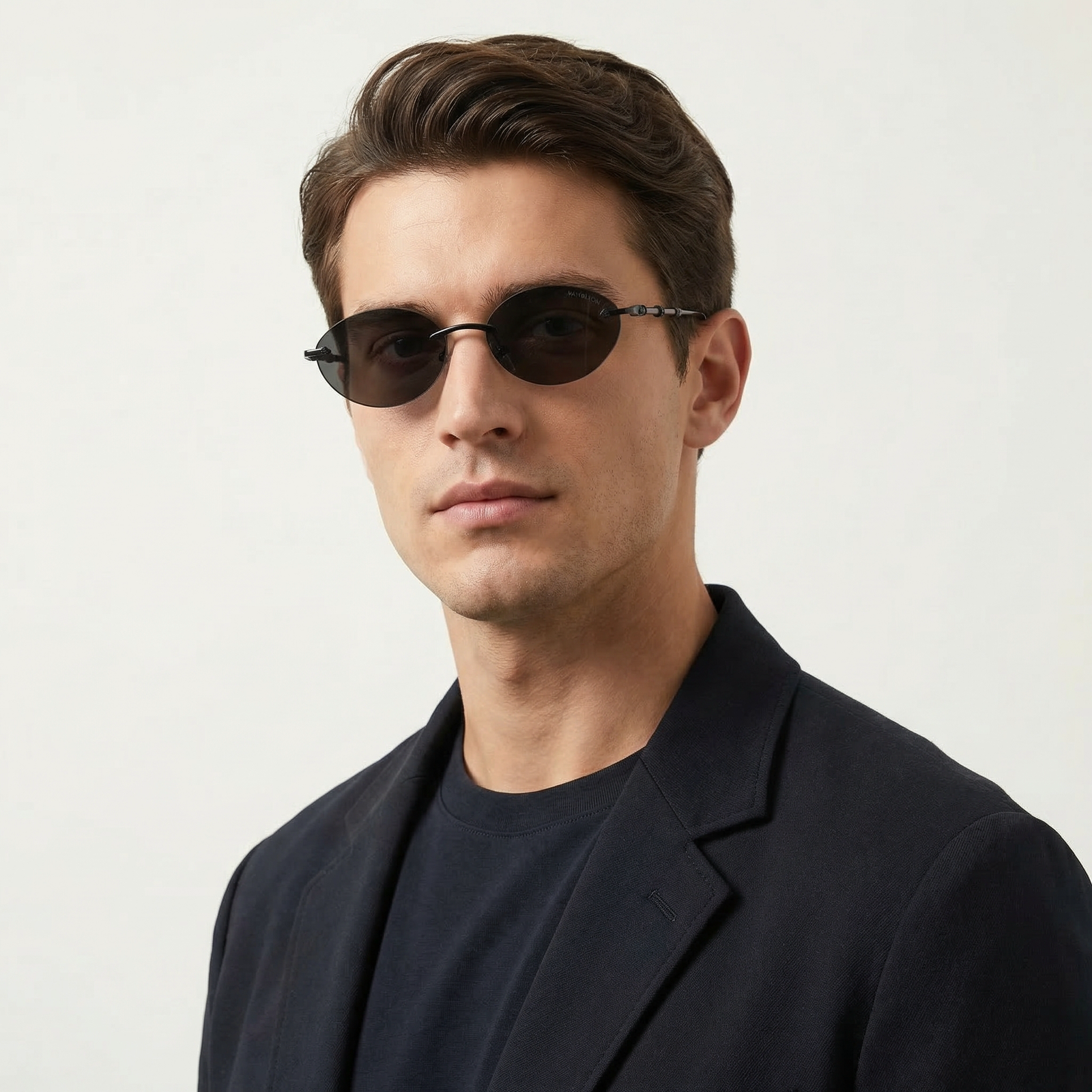 OG Dark Eclipse | Gunmetal Rimless Oval Sunglasses