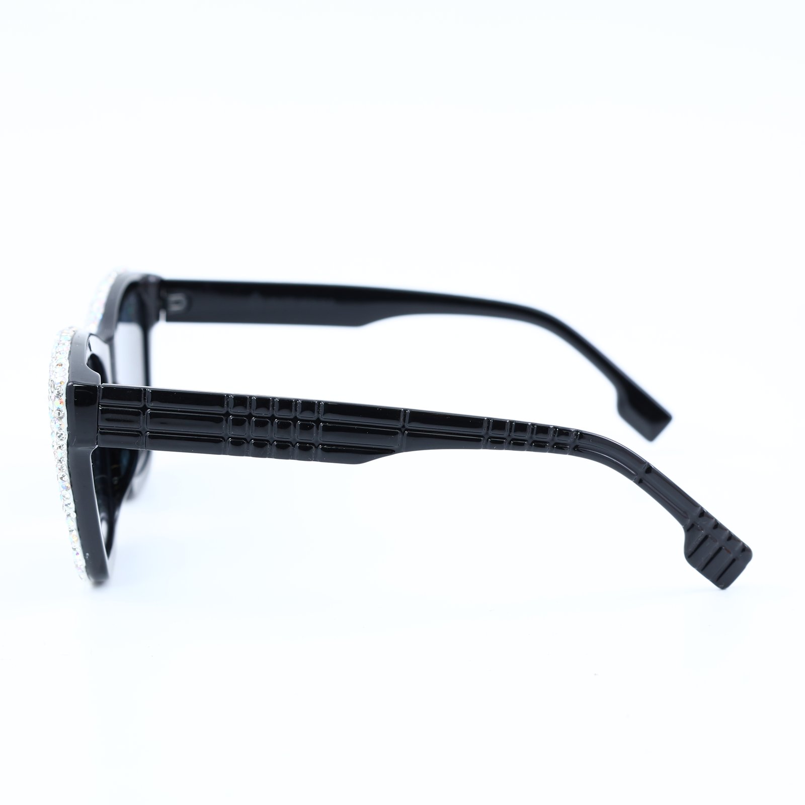 OG Diamond Diva Full Rim Cat-Eye Sunglasses | Crystal Studded Glam Black Party Shades for Women