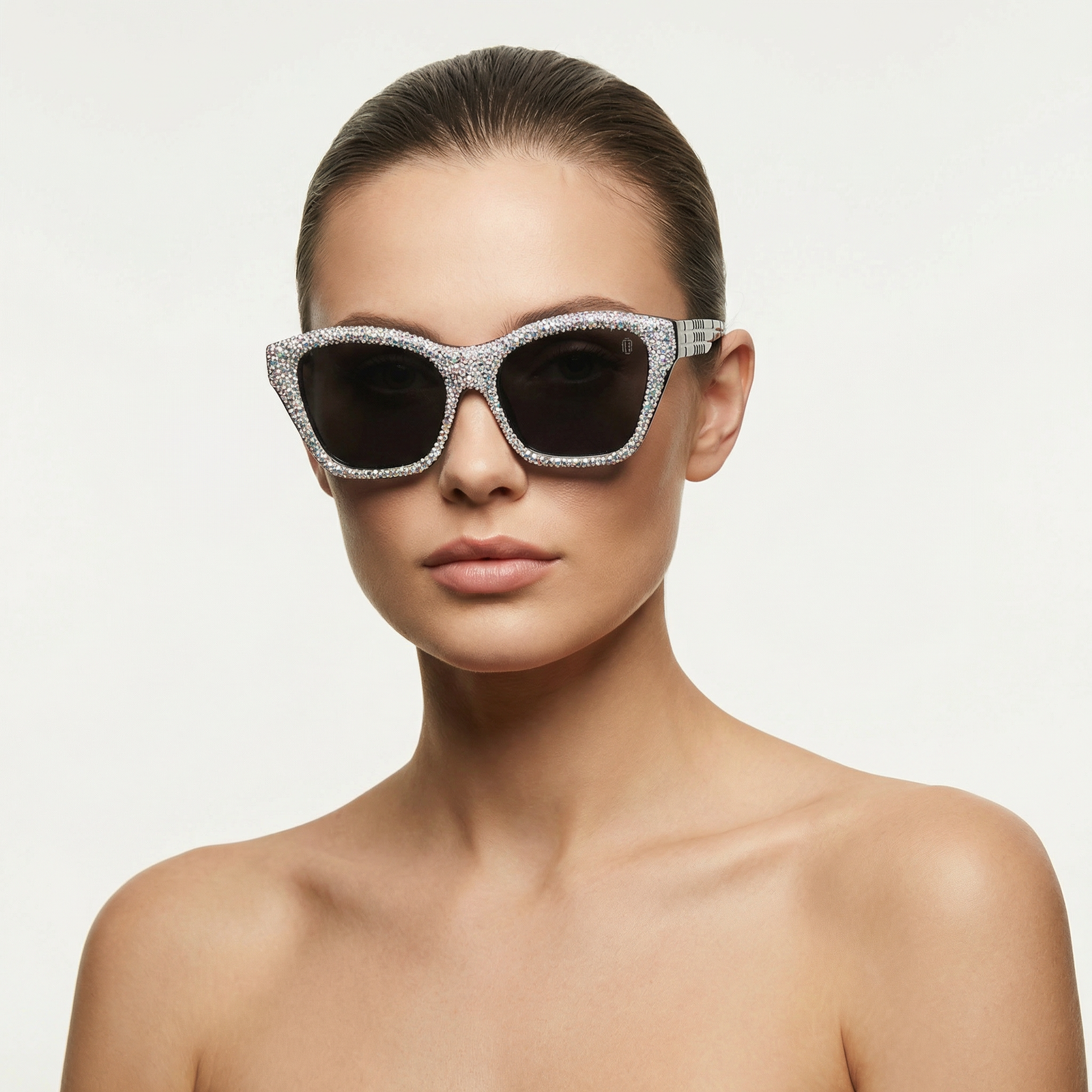 OG Diamond Diva Full Rim Cat-Eye Sunglasses | Crystal Studded Glam Black Party Shades for Women