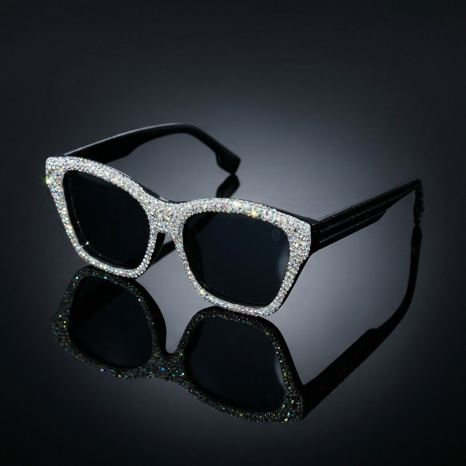 OG Diamond Diva Full Rim Cat-Eye Sunglasses | Crystal Studded Glam Black Party Shades for Women