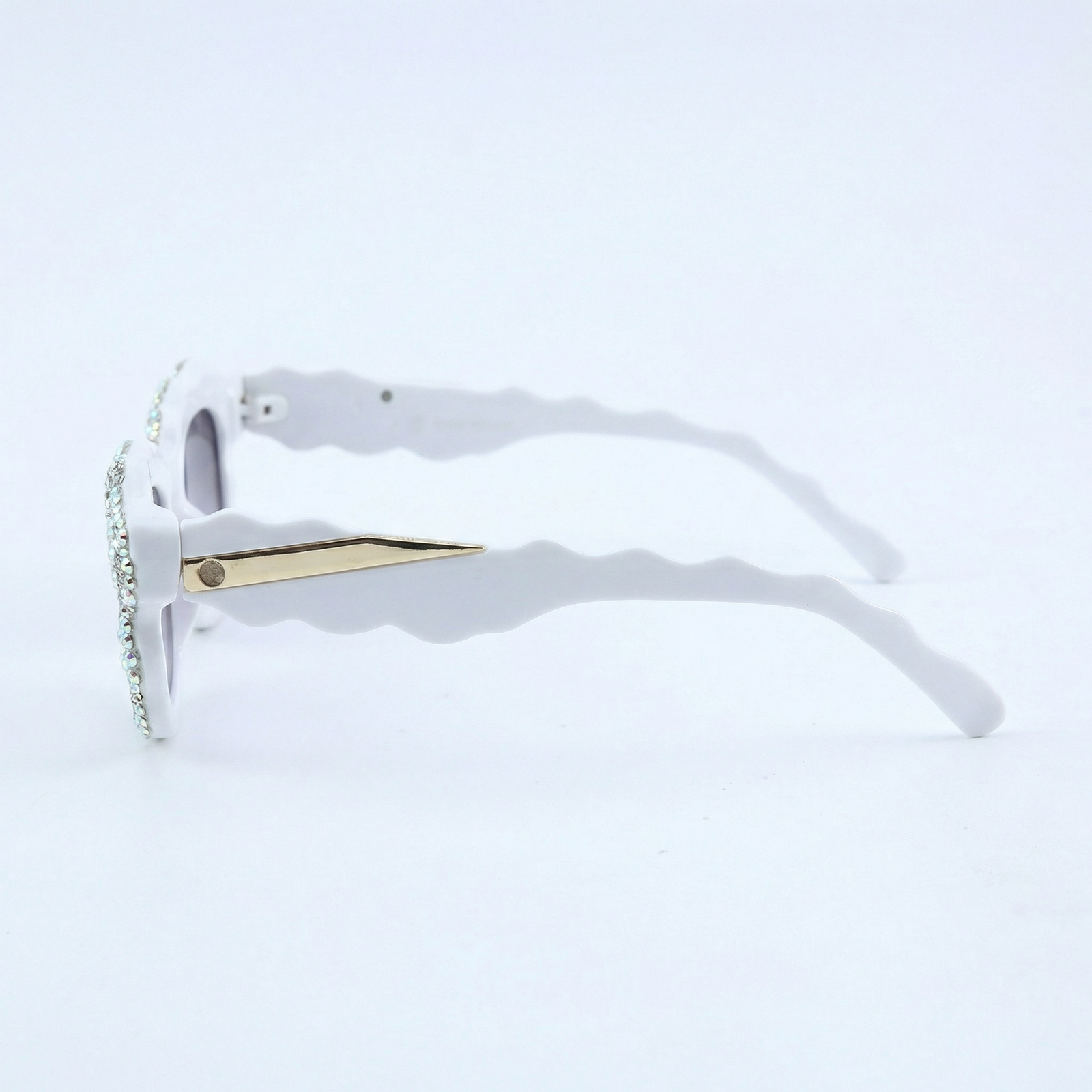 OG Diamond Frost | Crystal-Studded White Luxe Statement Sunglasses