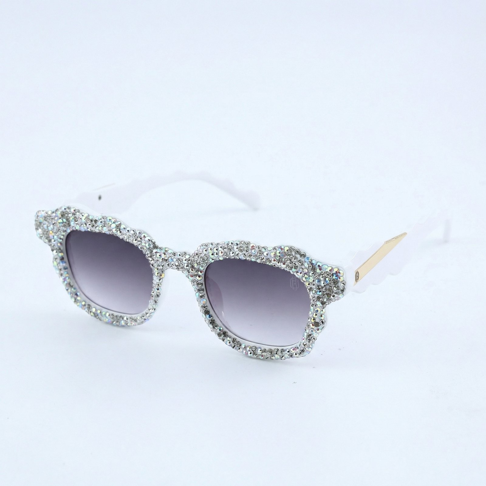 OG Diamond Frost | Crystal-Studded White Luxe Statement Sunglasses