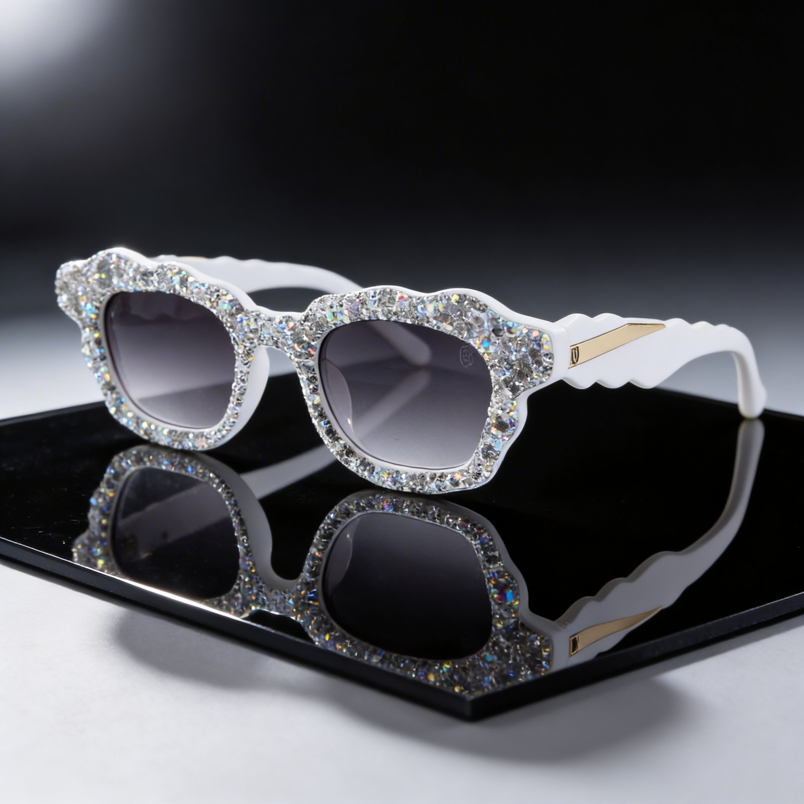 OG Diamond Frost | Crystal-Studded White Luxe Statement Sunglasses