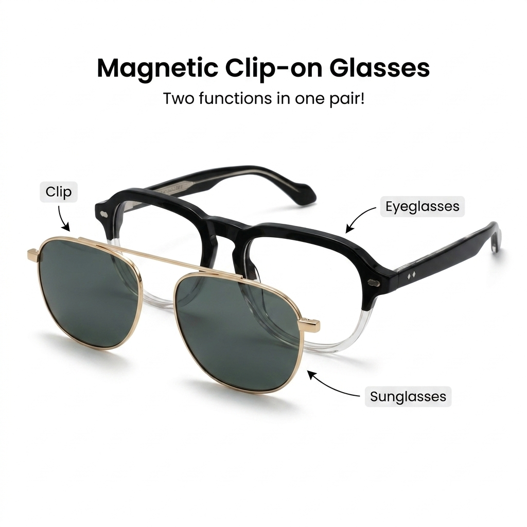 OG Eclipse Clip-On | Premium Black & Gold Magnetic Clip-On Eyeglasses with Dual-Layer Luxury Frame Design