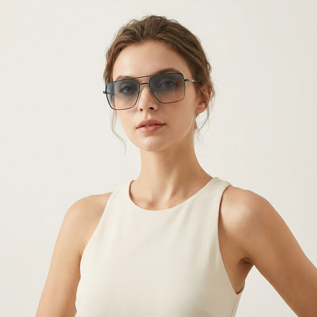 OG Emerald Glide | Green Metal Square Gradient Sunglasses