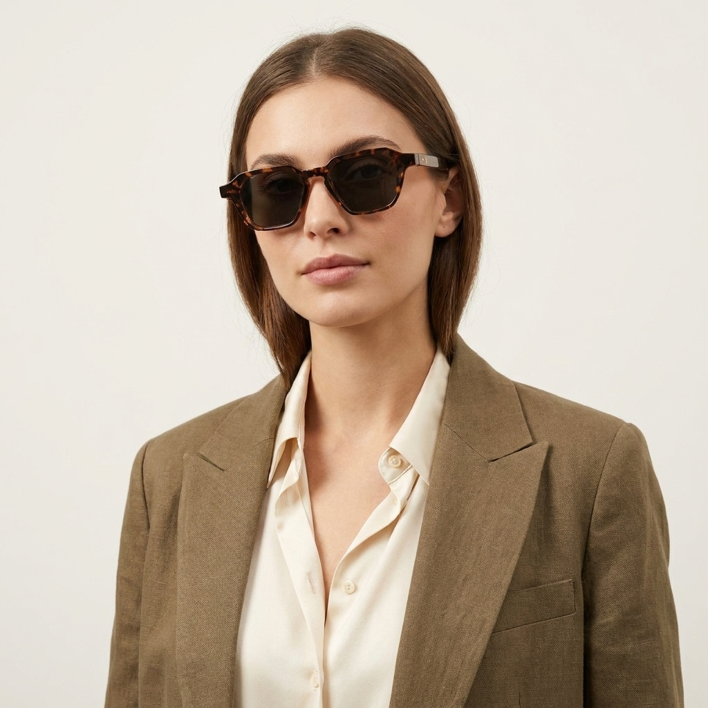 OG Emerald Monarch | Luxury Silver Geometric Sunglasses with Sage Green Crystal Lenses