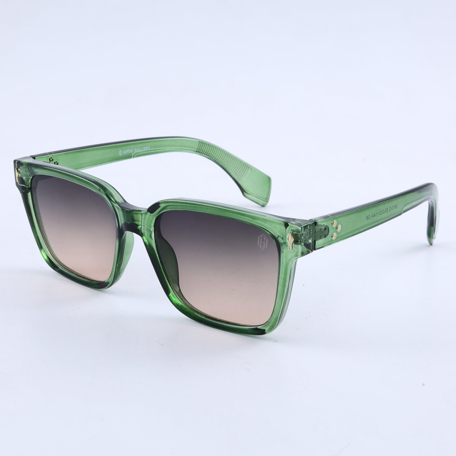 OG Emerald Prestige | Luxury Crystal Green Square Sunglasses with Smoke Gradient Lenses